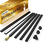 Delamu Cable Management Concealer, 85in Cord Cable Organizer, One-Cord Cord Covers for Wall, Paintable Cord Cable Hider, Cable Cover Raceway, Wire Hider Covers for Wall, 6xL14.2 W0.59 H0.4in, White