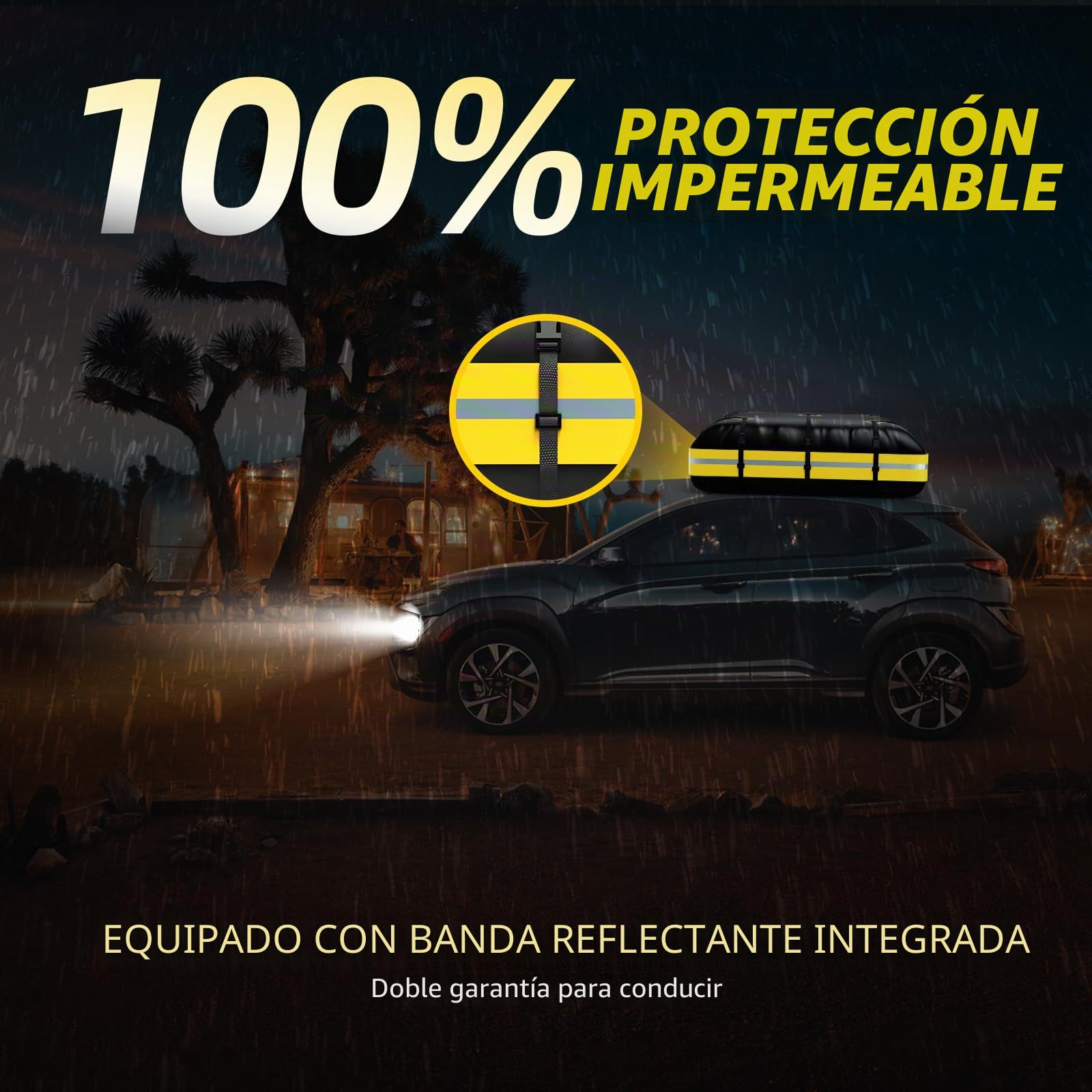 Cofre de Techo 21cubos/595L,Resistente al Agua,Cofre de Techo para Coche 1000D Oxford,pto para Coches con/sin Portaequipajes,Cierre de Equipaje, 6 Ganchos para Puertas,Bolsa de Almacenamiento
