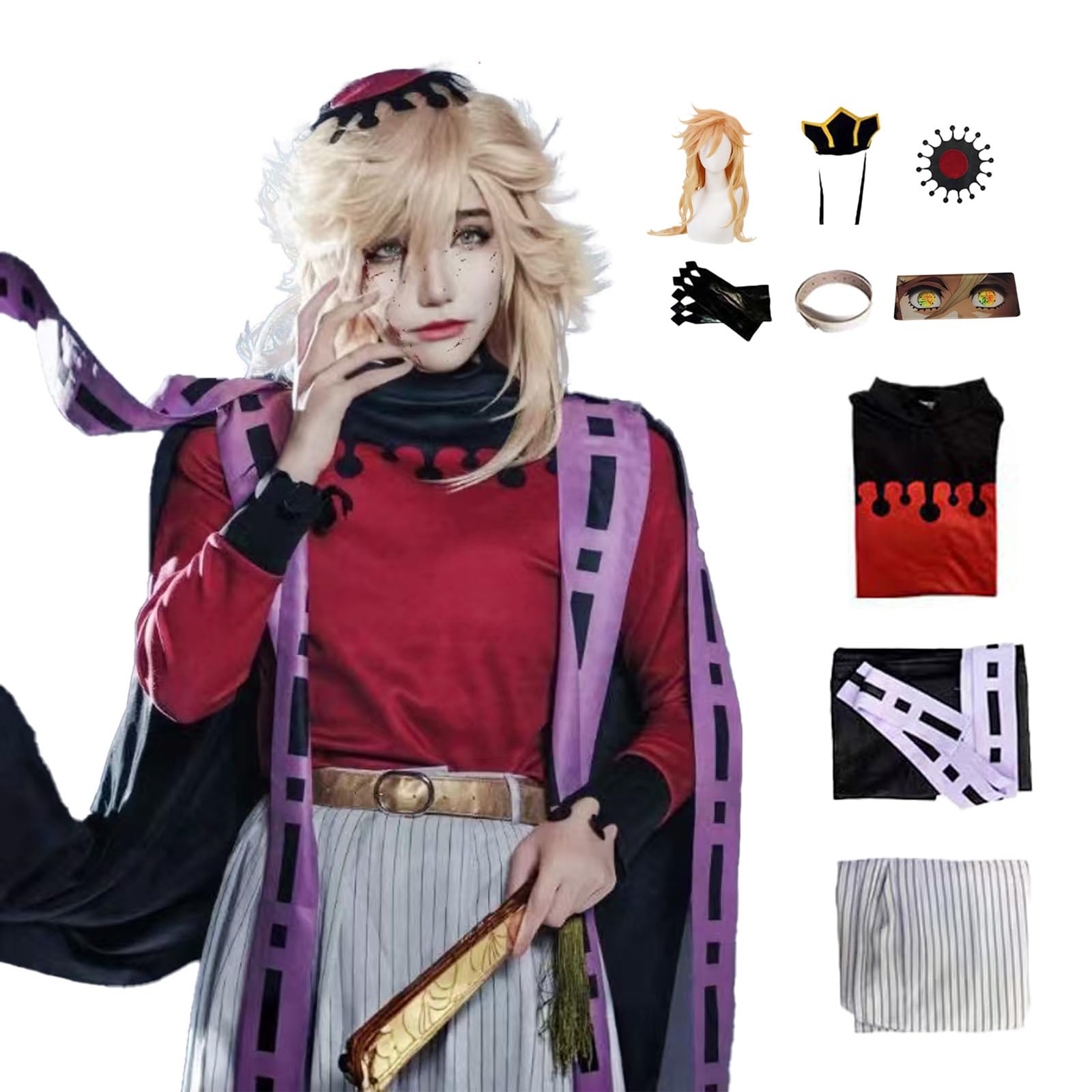 Douma Cosplay Costume Men Full Set Kimono Uniform with Hat Comic Convention Performance Costume Halloween