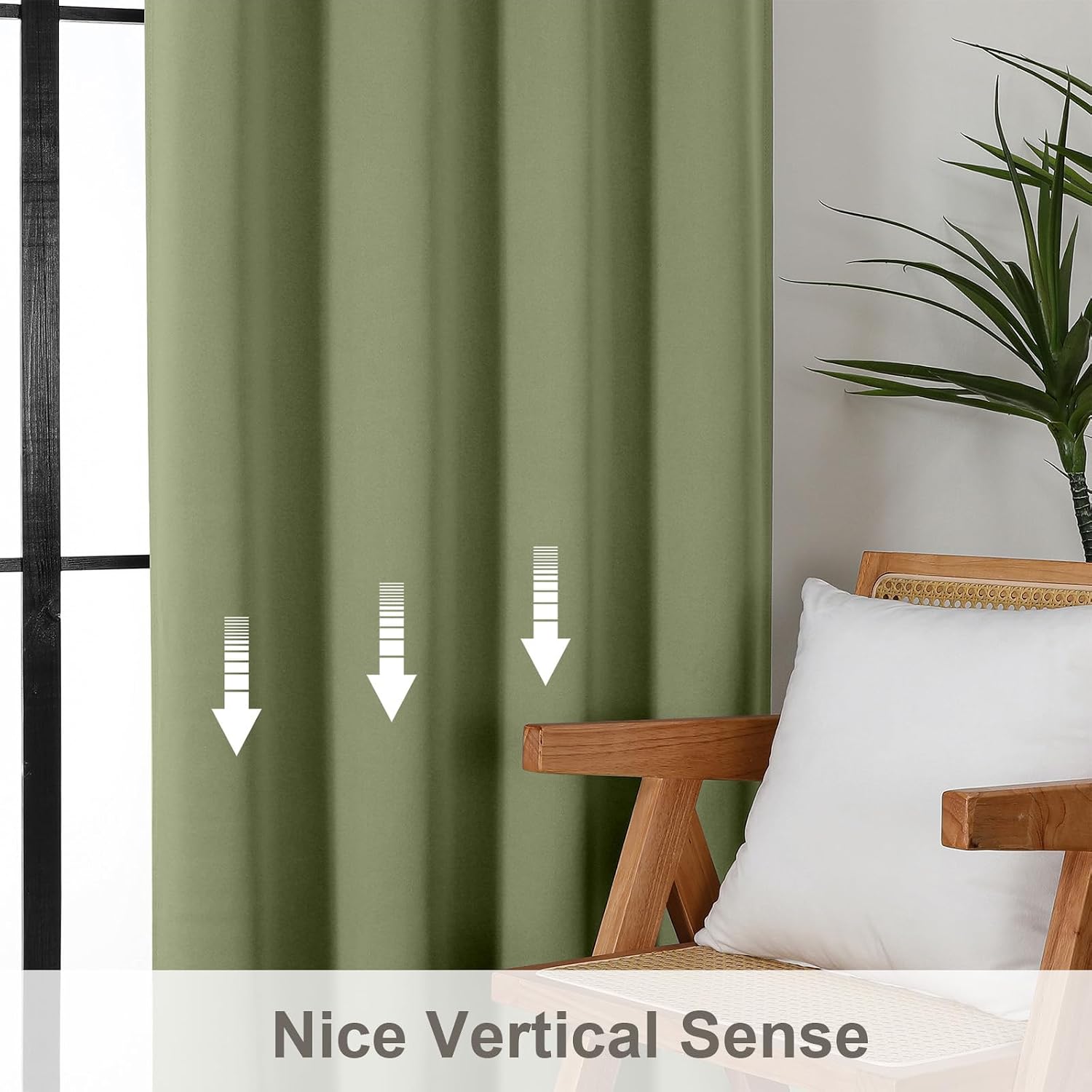 Gwine Sage Green Blackout Curtains for Bedroom 45 Inch Length, Room Darkening Window Treatments Short Curtains for Living Room, Thermal Insulated Tiers with Rod Pocket, 2 PCS, Each 30" Wx45 L image 4