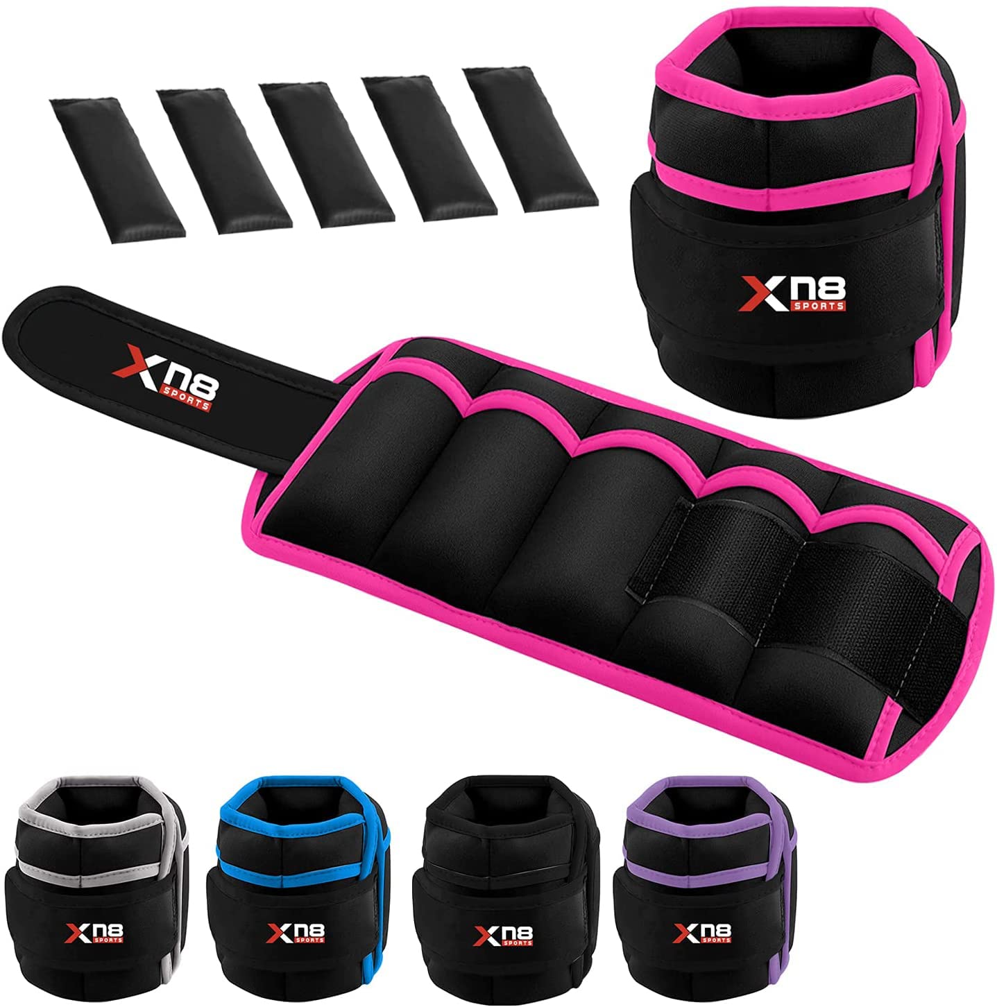Xn8 Neoprene Ankle Weights with Strap, Adjustable Leg Weights for Fitness Training, Gymnastics, Running, Jogging, Aerobics, Wrist Weights for Men & Women, Leg Weights for Women, Neoprene Leg Weights