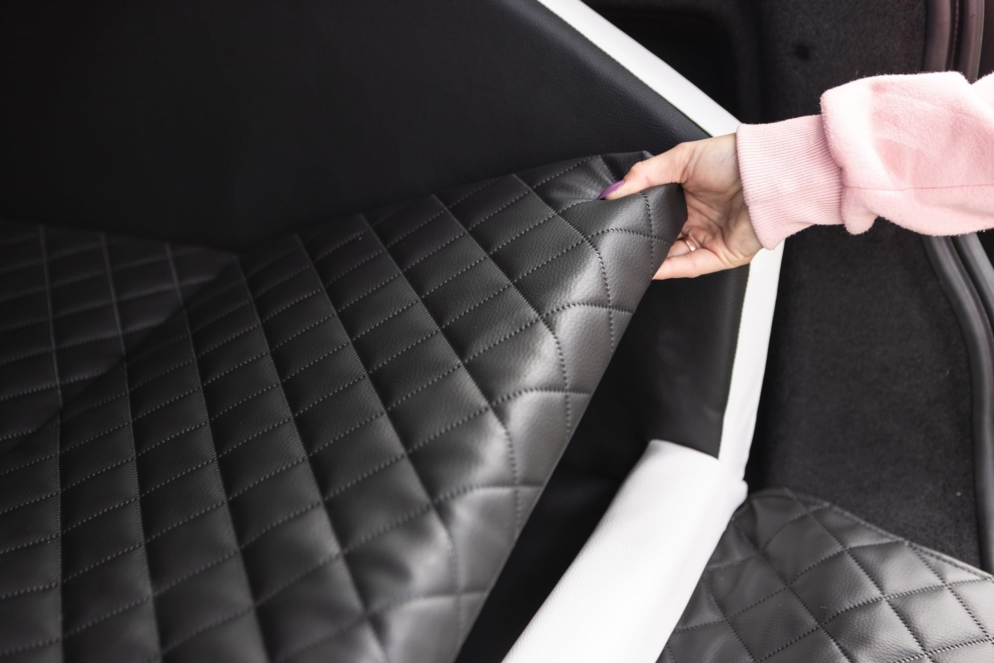 Velinda Transportín Cama de Coche para Perros Maletero colchón 100x90 cm (Color: Negro)