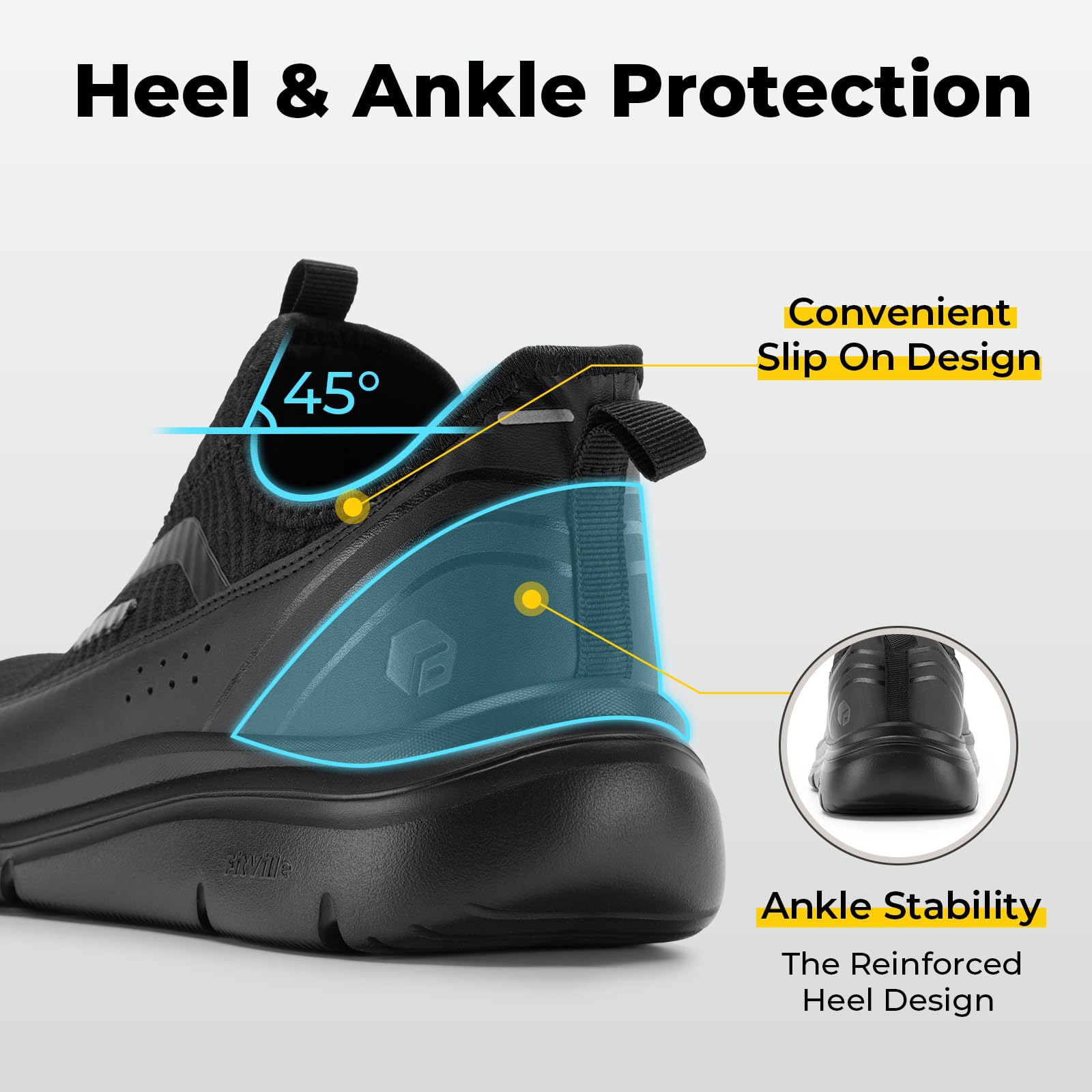 FitVille Slip On Walkingschuhe Herren Extra Weit Schlupfschuhe Leichte Slipper Sportschuhe Sneaker Bequeme Turnschuhe StepEase V2