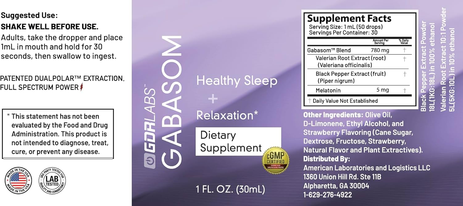 Official Gabasom Regular Strength Dietary Supplement