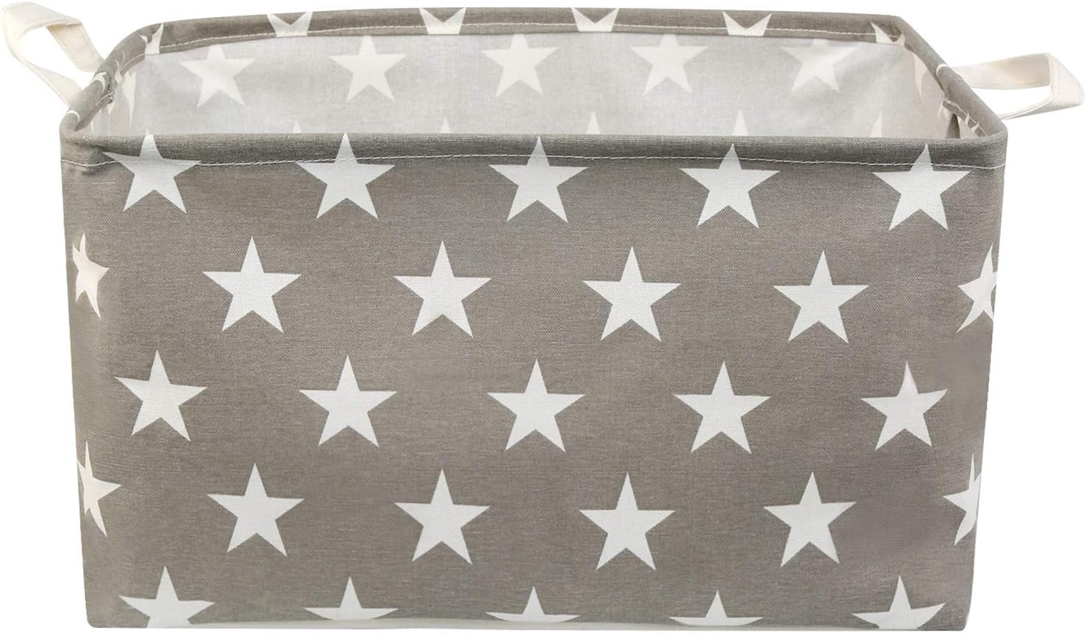 Ballery Square Cotton Fabric Storage Bins, Storage Basket Foldable Laundry Storage Bin With Handles and Waterproof Inner Layer for Home, Office, Nursery, Toys, Dorm, Closet (Grey Star)