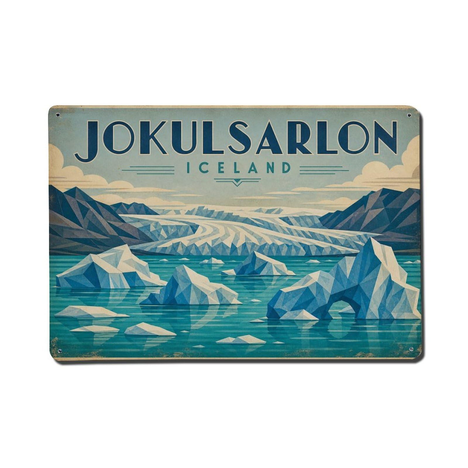 Travel Vintage Iceland Jokulsarlon 1 Metal Tin Sign Plaque Wall Decor for Cafe, Club Bar, Office, Garden Metal Poster 8x12Inch