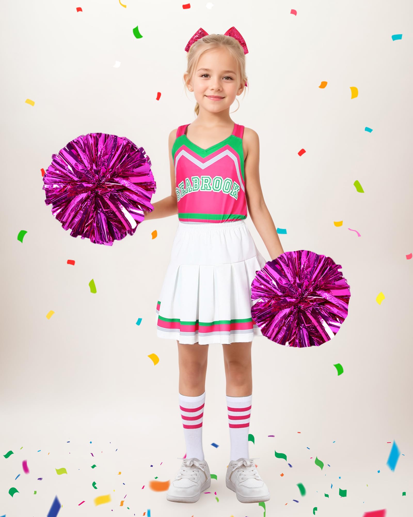 Disfraz de animadora para niñas, trajes de animadora para niños, disfraz de Halloween, cosplay con pompón y corbatín