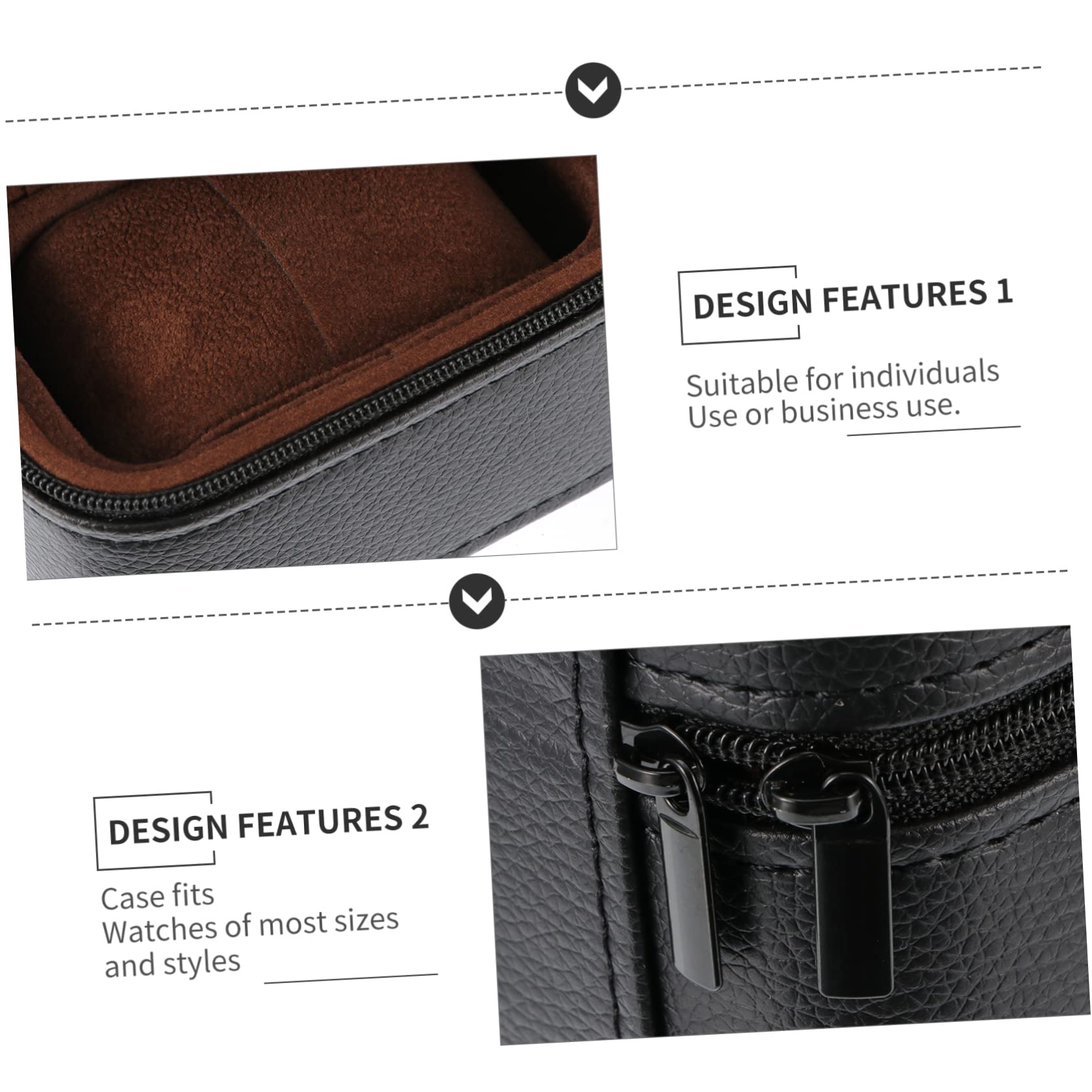 Healeved Kleiner Uhrenaufbewahrungsbox aus Leder mit Reißverschluss Schwarz | Tragbar für Handtasche oder Computertasche, Anti Fall, für Damen und Herren