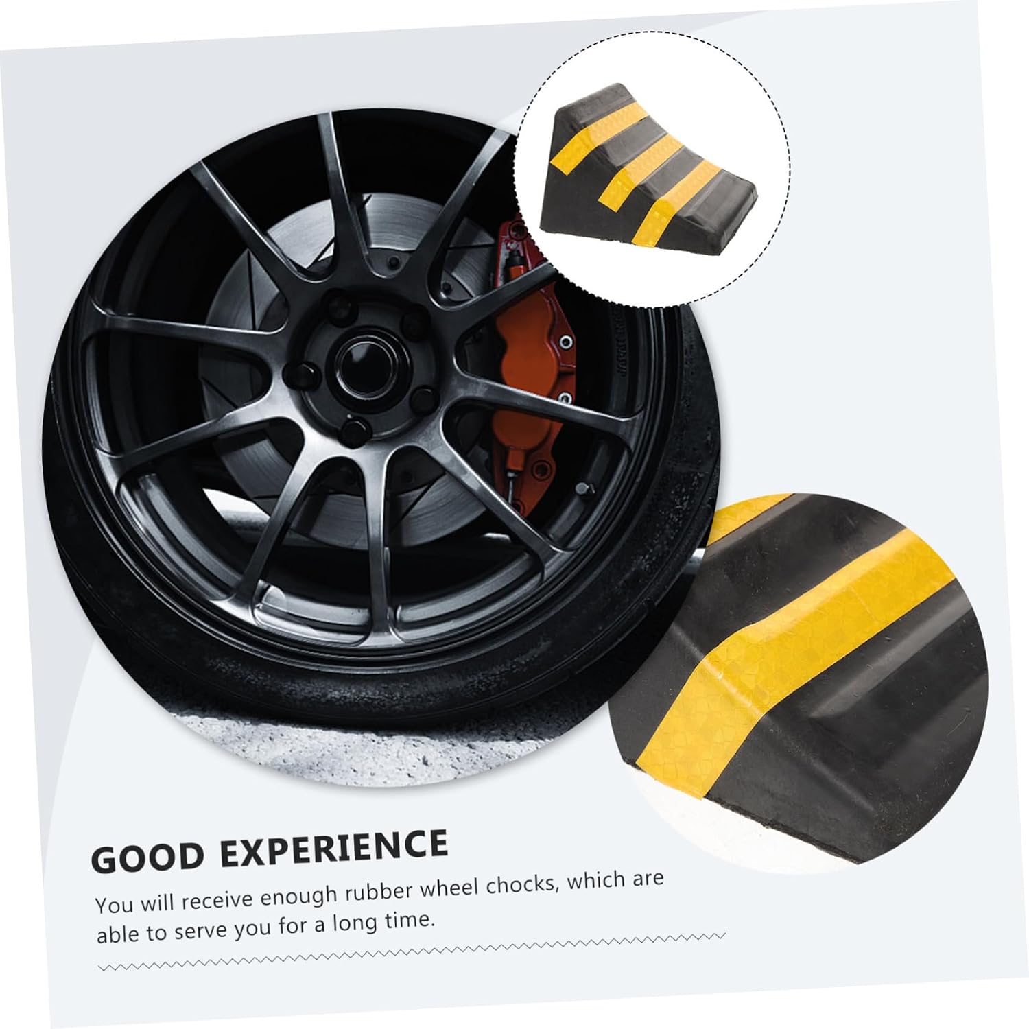 Portable Rubber Wheel Chock Heavy-Duty Slip Stabilizer for Cars Rvs Trailers and for and Vehicle Repairs