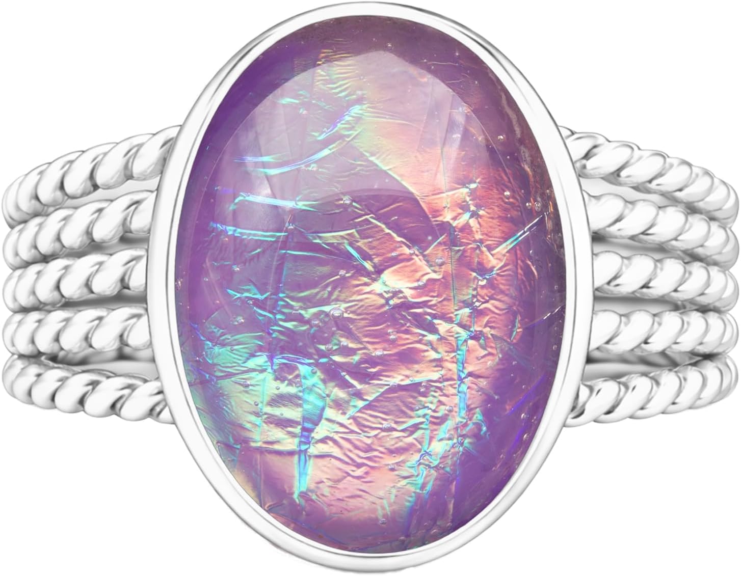 925 Sterling Silver Resin Oval Ring for Women | Rhodium Plated Handmade Statement Jewelry | Colorful Resin Gemstone Cocktail Ring | Vintage Style Artisan Jewelry Gift