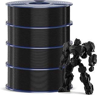 SUNLU 4KG PETG Filament 1,75 mm, Paquete de Filamento Para Impresora 3D, Mayor Resistencia y Alta Resistencia al Impacto, Filamento de Impresión 3D, 1kg por Carrete, 4 Rollos, Negro+Negro+Negro+Negro
