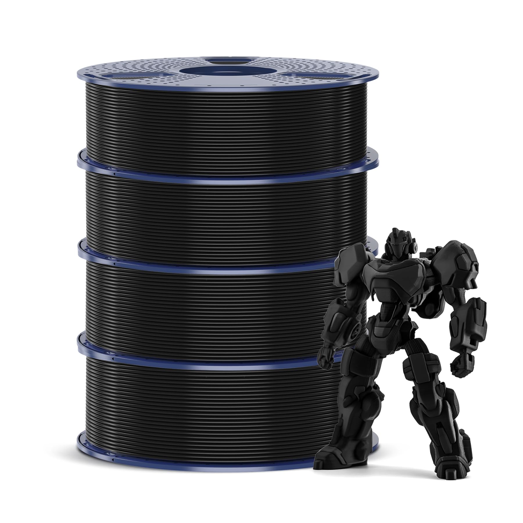 4KG PETG Filament 1.75 mm, 3D Printer Filament Bundle, Improved Toughness, High Impact Resistance, Compatible with Most FDM 3D Printers, 1KG per Spool, 4 Rolls, petg Black*4