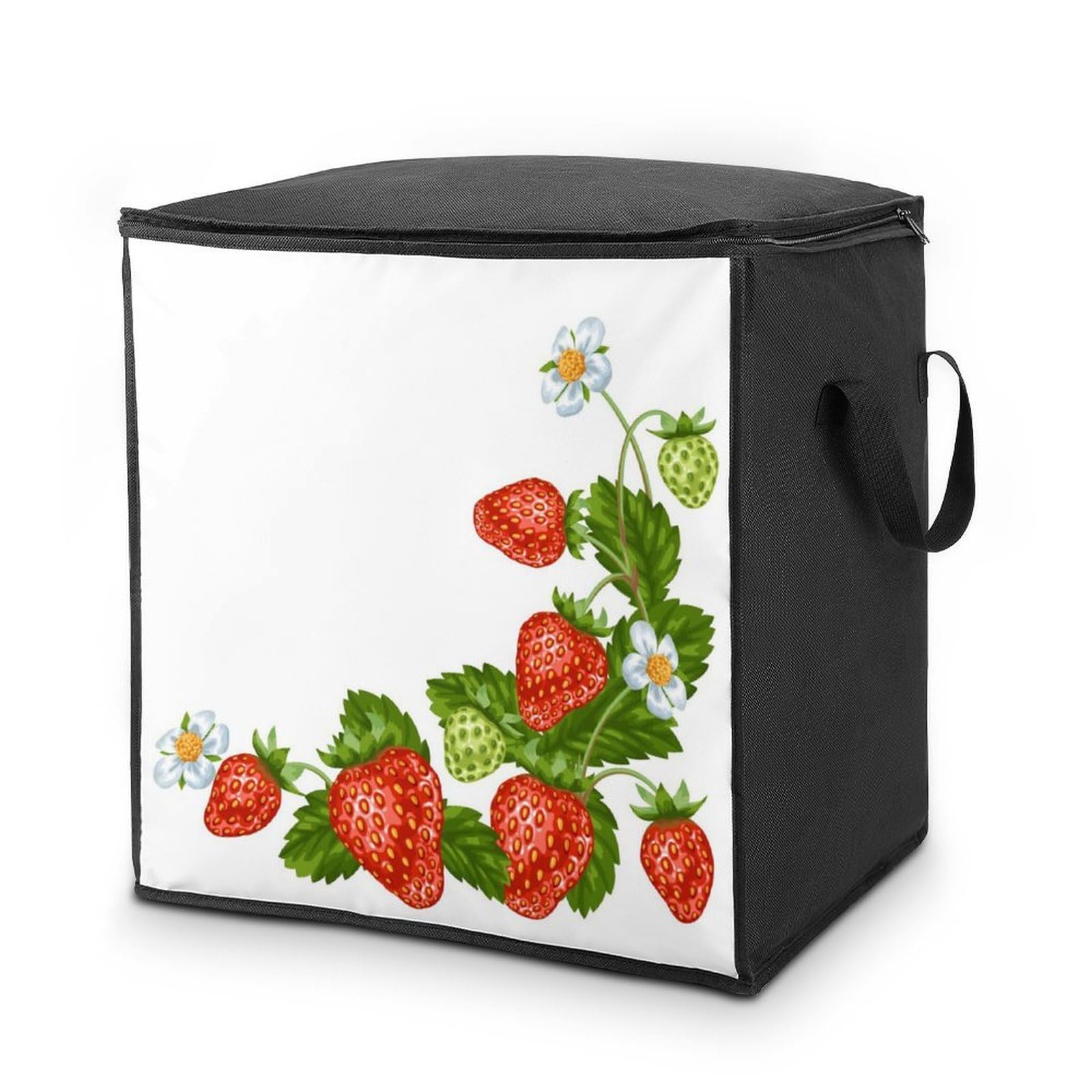 Wlntrophic 70L Storage Bags, Strawberry Storage Box with Lid Zipper And Handles, Clothes Bags for Quilt, Blankets, Bedding