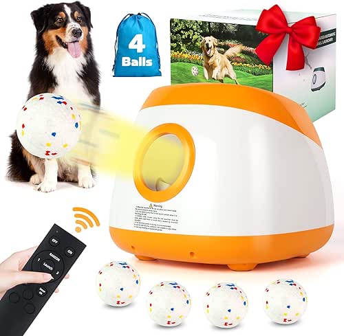 Automatic Ball Launcher for Dogs, Dog Ball Thrower with 40-60-80Ft