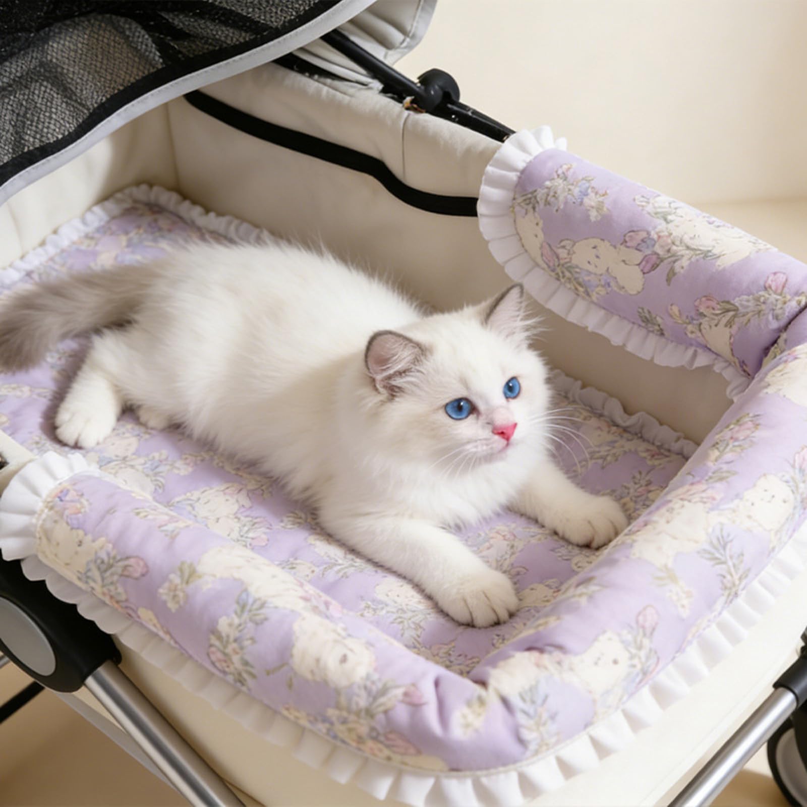 3 lotti Morbido Peluche Fodera per Passeggino per Animali Domestici Chiusura Magnetica Fodera Rimovibile per Passeggini Lavabile in Lavatrice e Durevolezza Morbido Cuscino per Passeggino per Animali