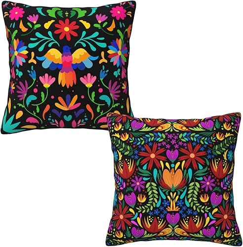 Miniatura 2 de Juego de 2 fundas de almohada mexicanas coloridas para decoración del Cinco de Mayo, 18 x 18 pulgadas, fundas de cojín para el hogar, fiesta, sofá,