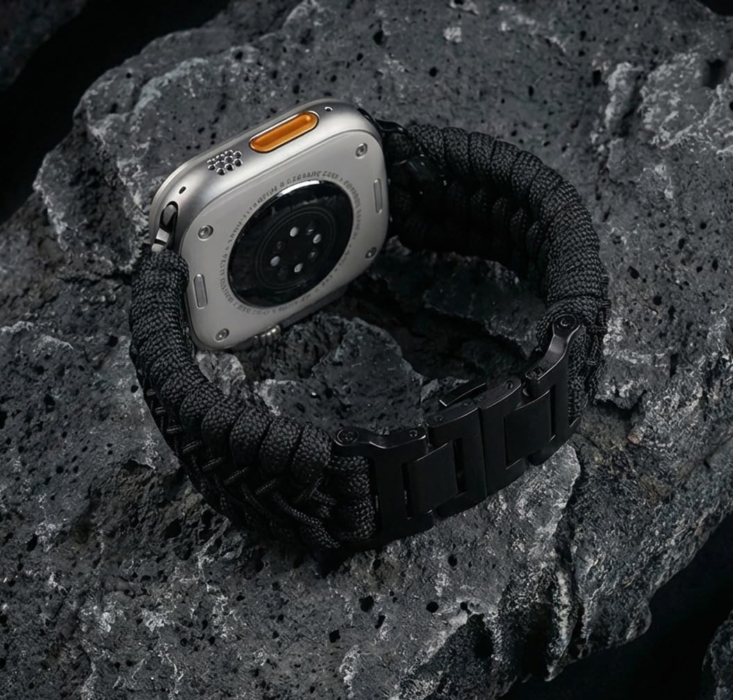 Tefeca Titan Series Paracord Band Compatible with Apple Watch Ultra 2/49mm, Series 10/46mm, 9/8/7/45mm, SE2/SE/6/5/4/44mm, and 3/2/1/42mm