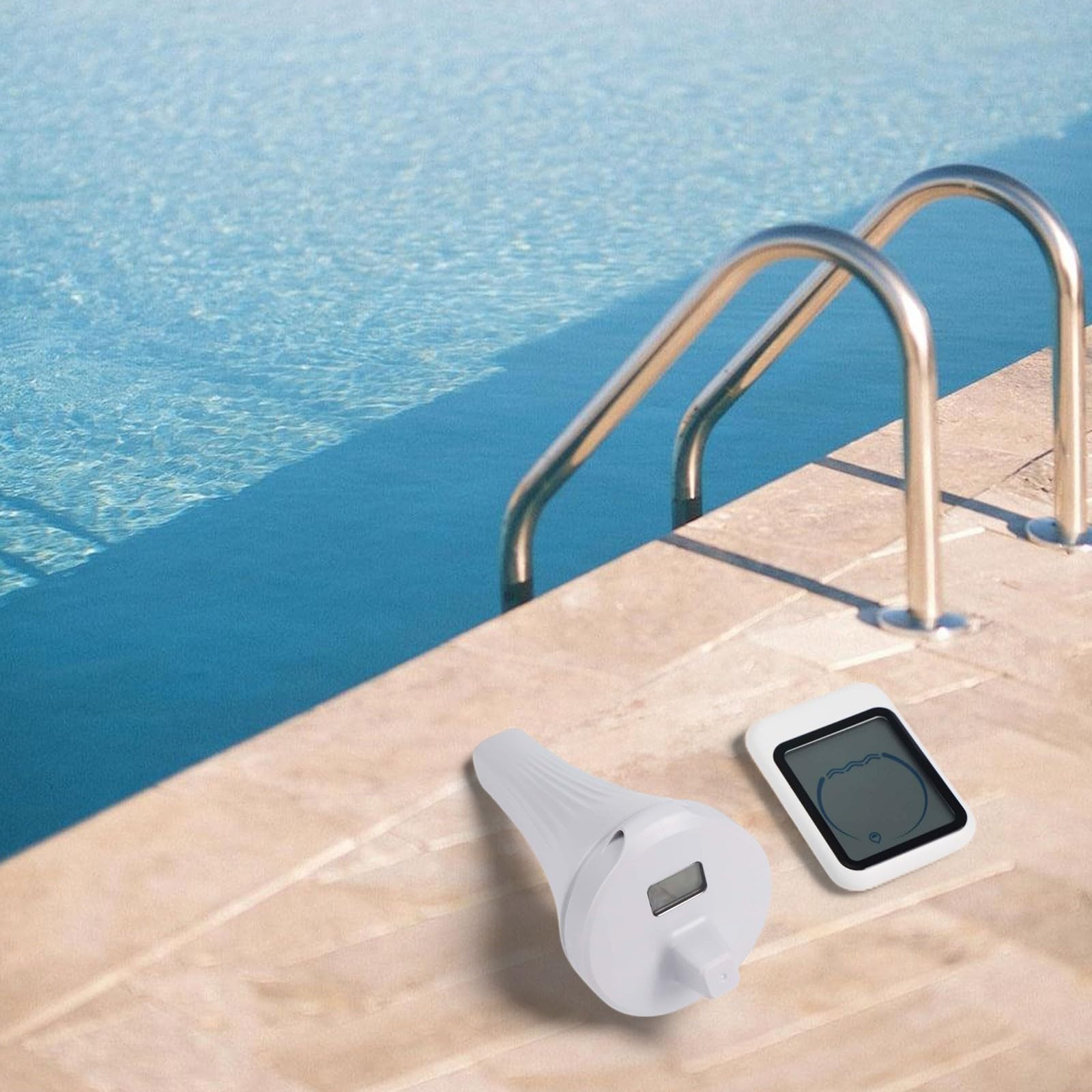 Termómetro de piscina IPX7, impermeable, digital, medidor de temperatura, termómetros flotantes inalámbricos con diseño flotante y pantalla LCD transparente para piscinas enterradas, spas y
