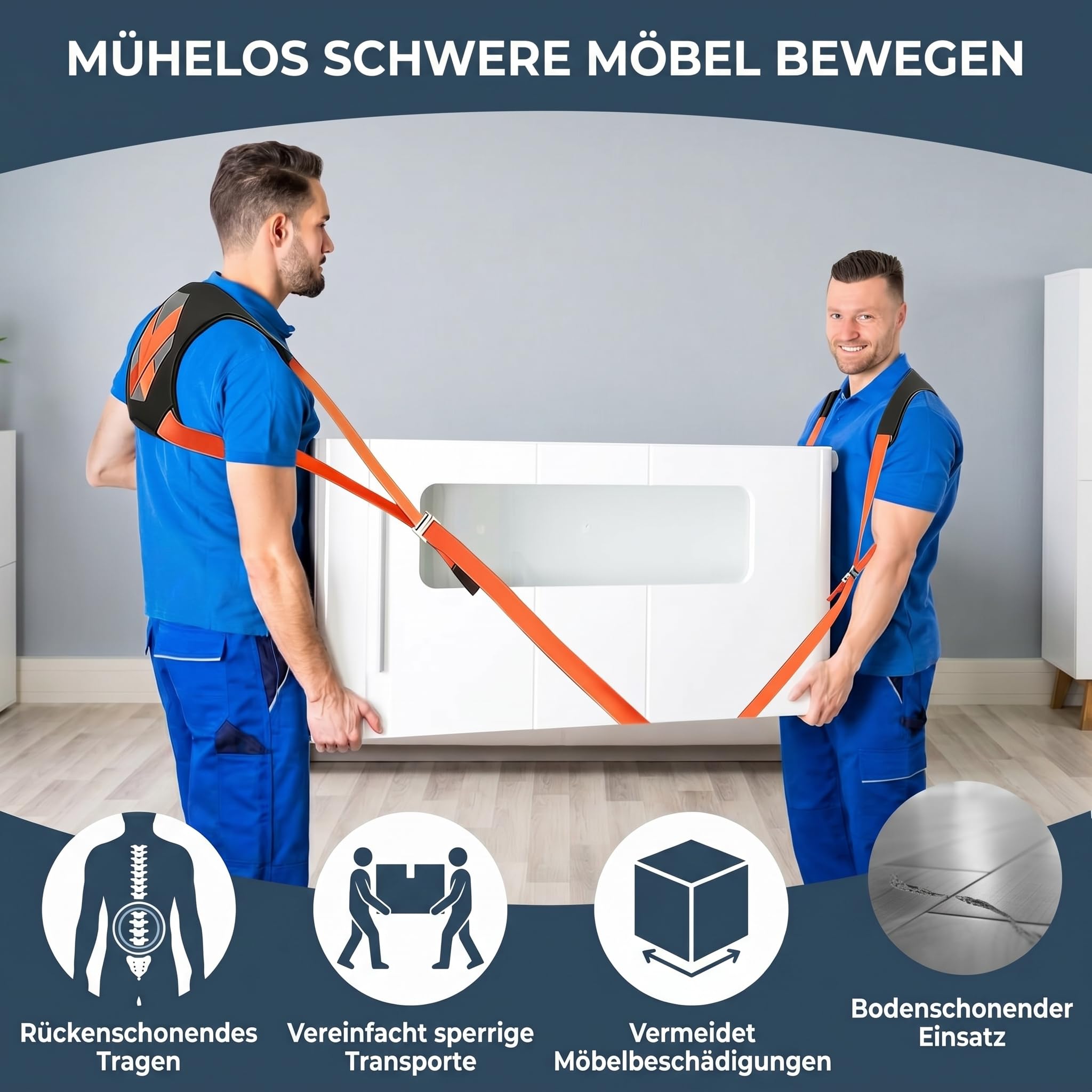 Möbeltransportgurte Tragegurte, mit Handschuhen & Schulterpolstern, 2er Set