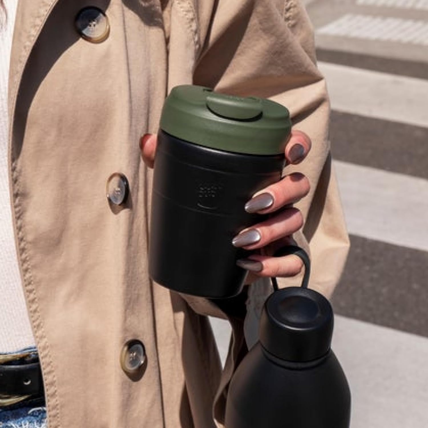 KeepCup Commuter Travel Mug - Insulated Stainless Steel Reusable Coffee Cup with Spillproof Flip Lid - 12oz/340ml - Pine - Image 7