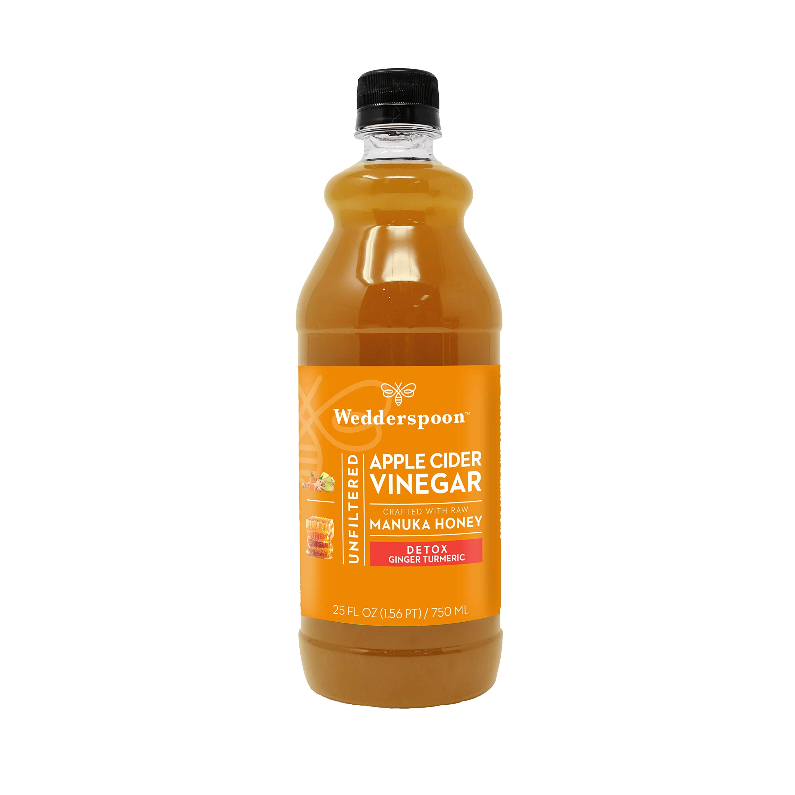 Wedderspoon Apple Cider Vinegar with Manuka Honey, Detox, Ginger Turmeric Lemon, 25 Fl Oz