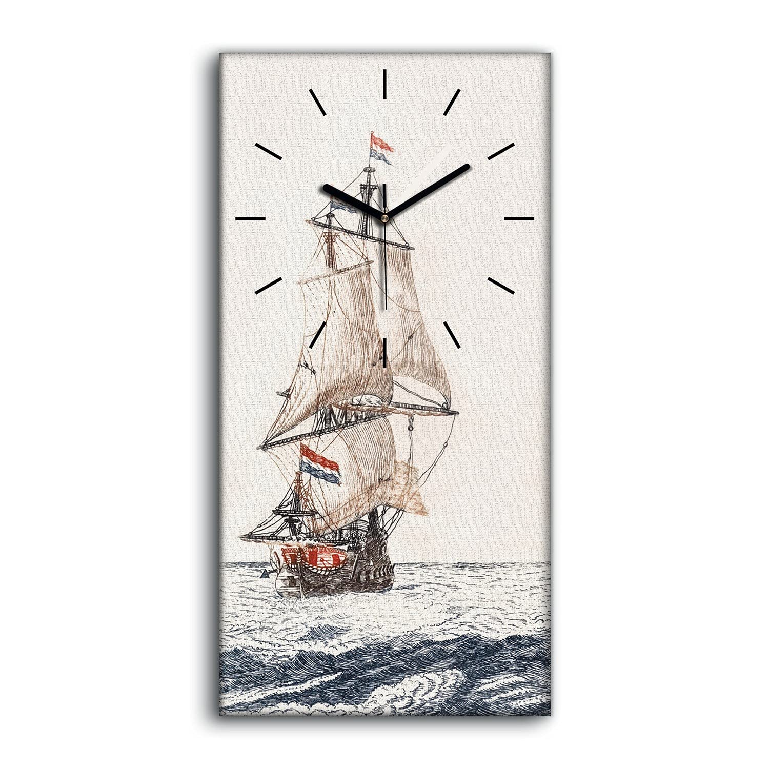 Horloge sur Toile Océan et Ships 30x60cm Décoration Murale