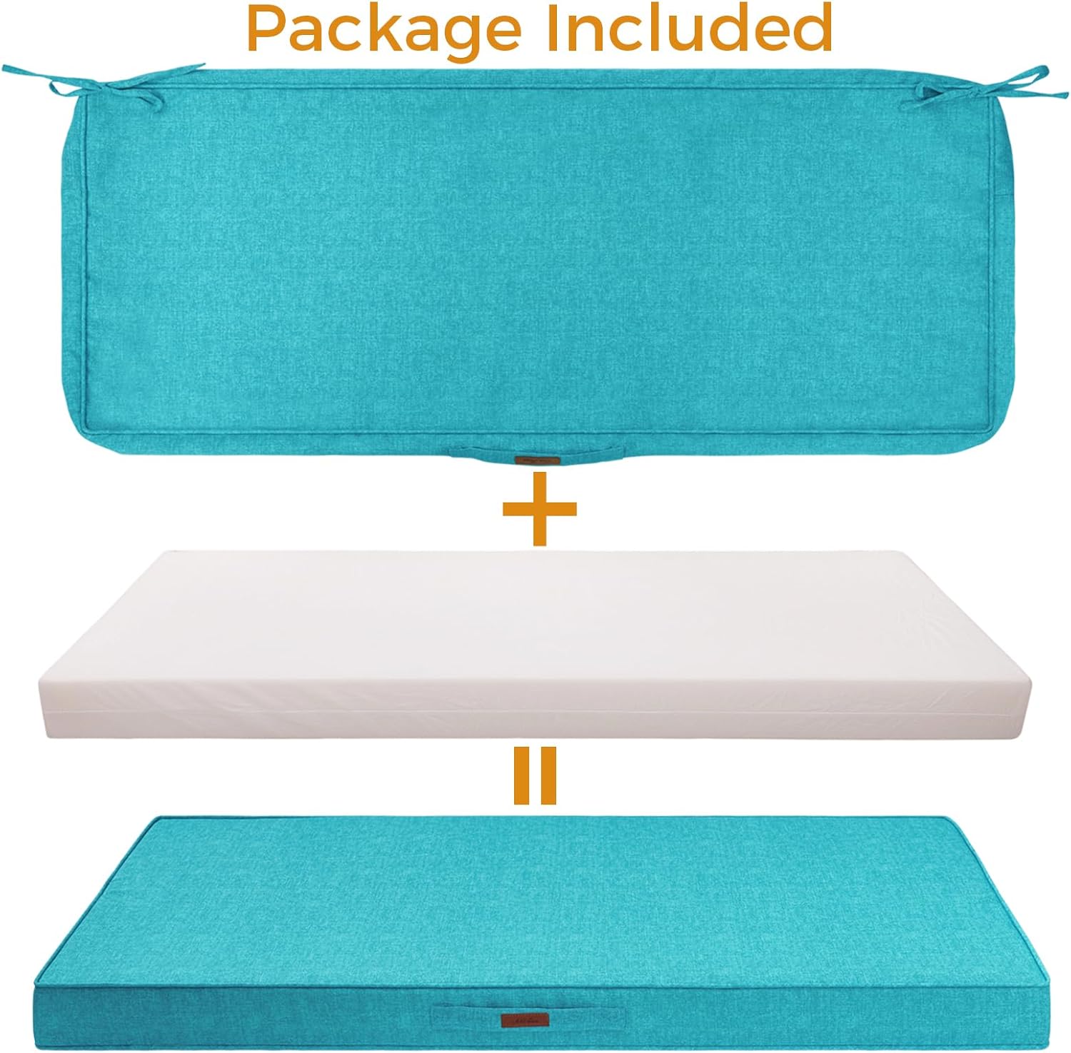 FUNHOME Outdoor Bench Cushion 42 x18 inch,Water Resistant Portable Porch Swing Cushion,Foam Insert with Handle&Ties,Fade Resistant Bench Pillow Pad for Patio Settee Garden Furniture(Dots Blue)