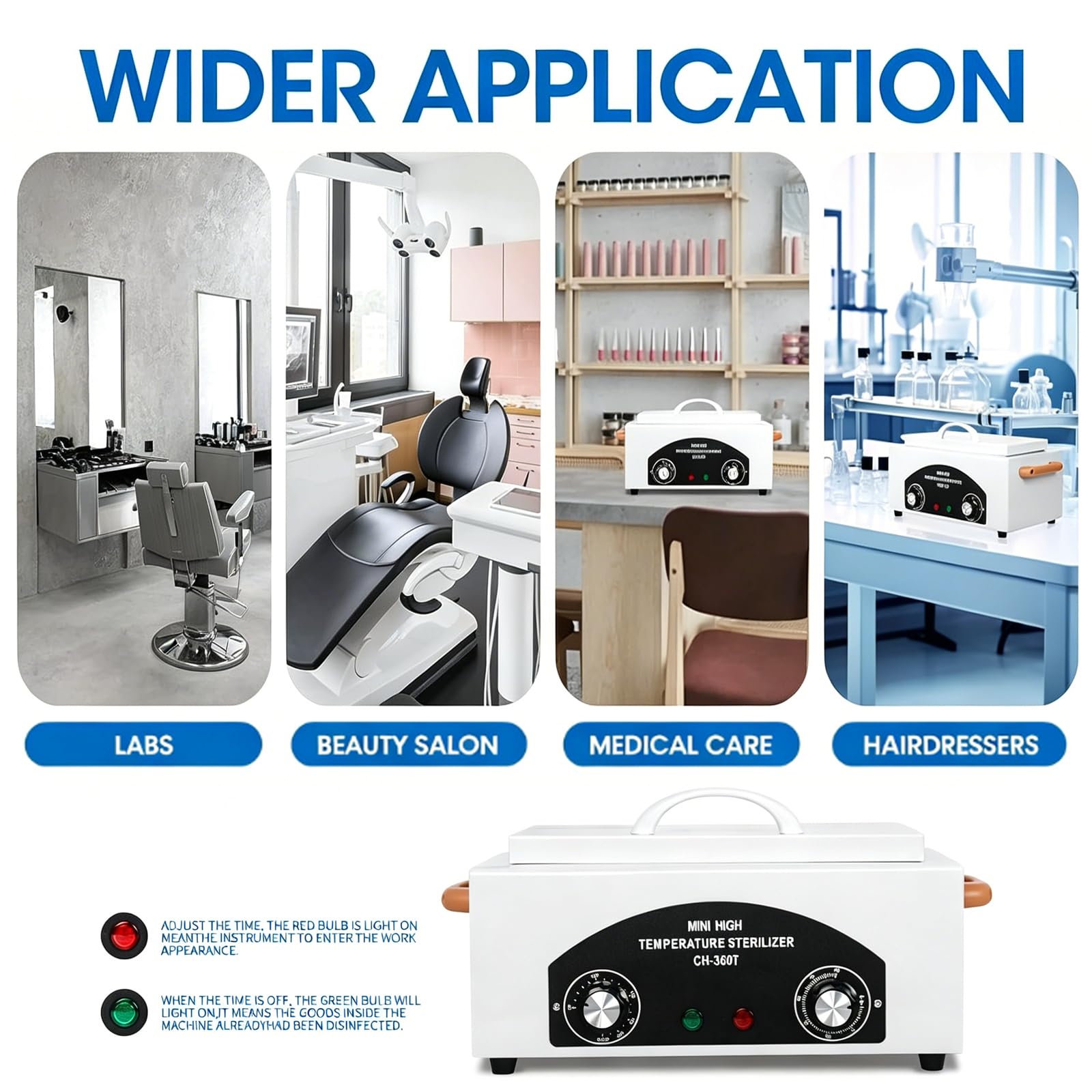 High Temperature Sterilizer, Weiß, mit Timer und Temperaturregler, für Nagelwerkzeuge, 34 x 18 x 15 cm