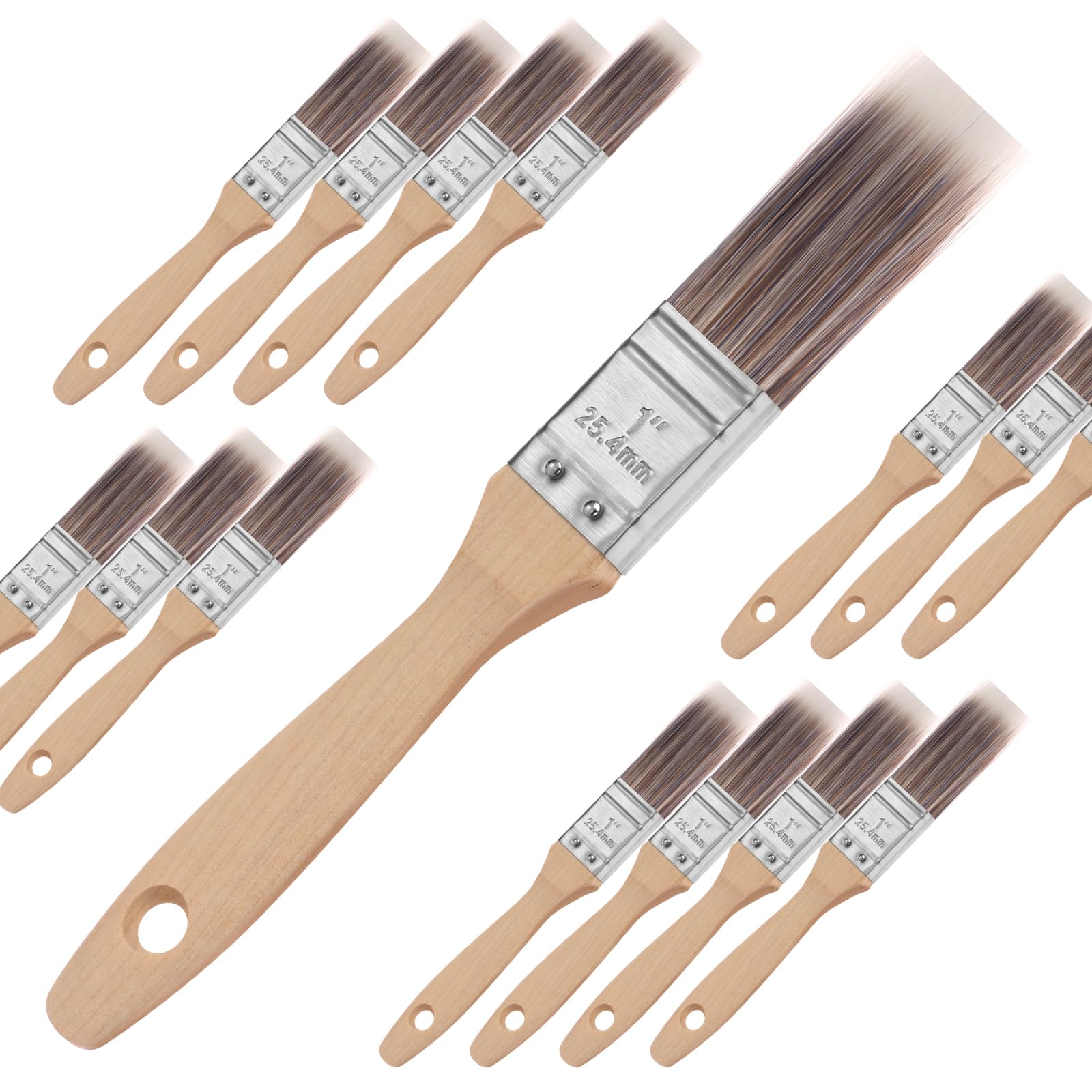 Lulobtg Straight Brushes 15 Pcs 1 Inch/25 Mm Paint Brushes Professional Wooden Handle Paint Brush Set For Painting Stains Varnishes And Glues(Straight Brushes)