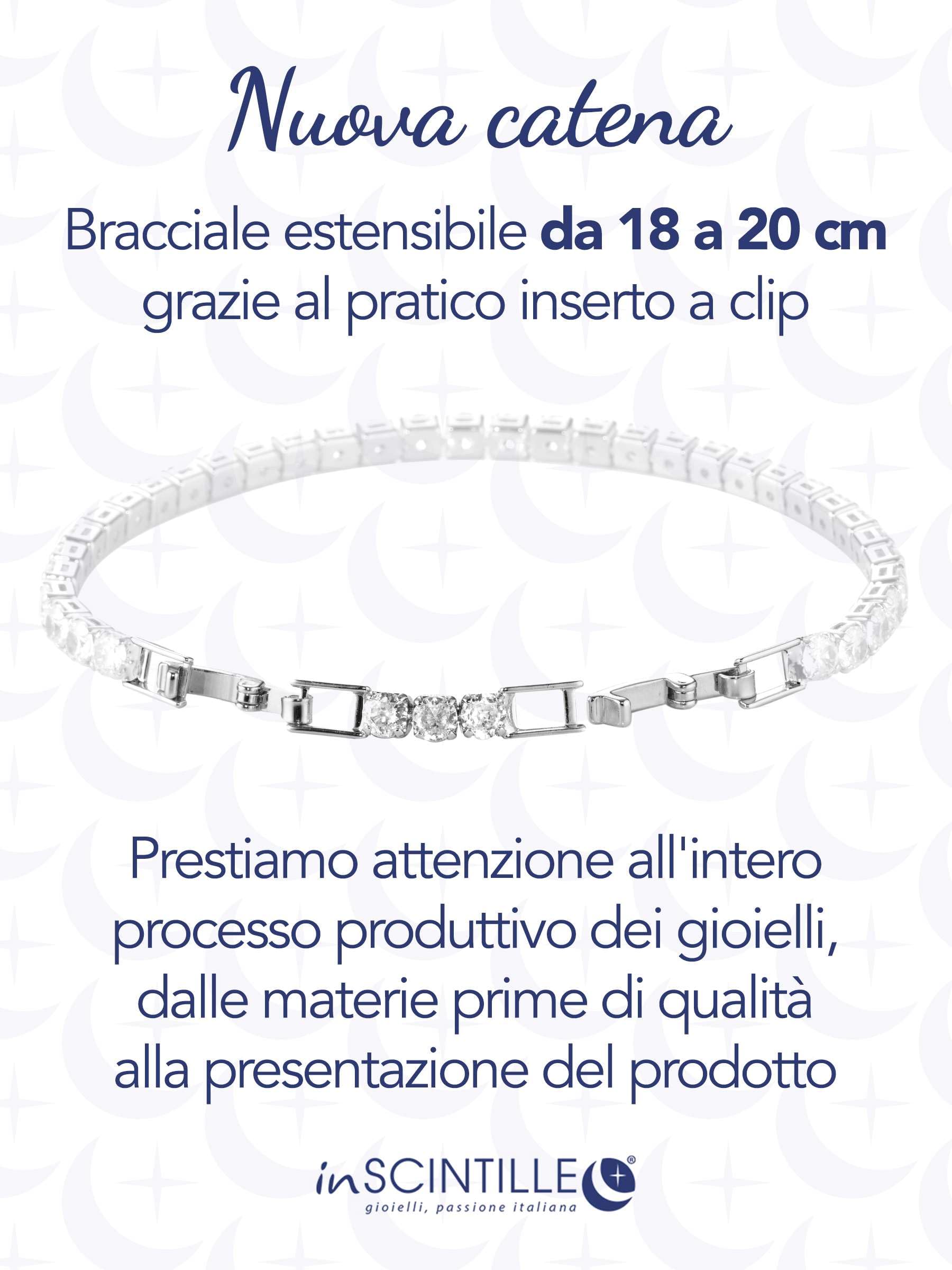 inSCINTILLE Bracciale Tennis Donna Uomo con Zirconi, Regolabile 18-20 cm, Confezione Regalo Inclusa, Braccialetto Tennis Fine o Spesso