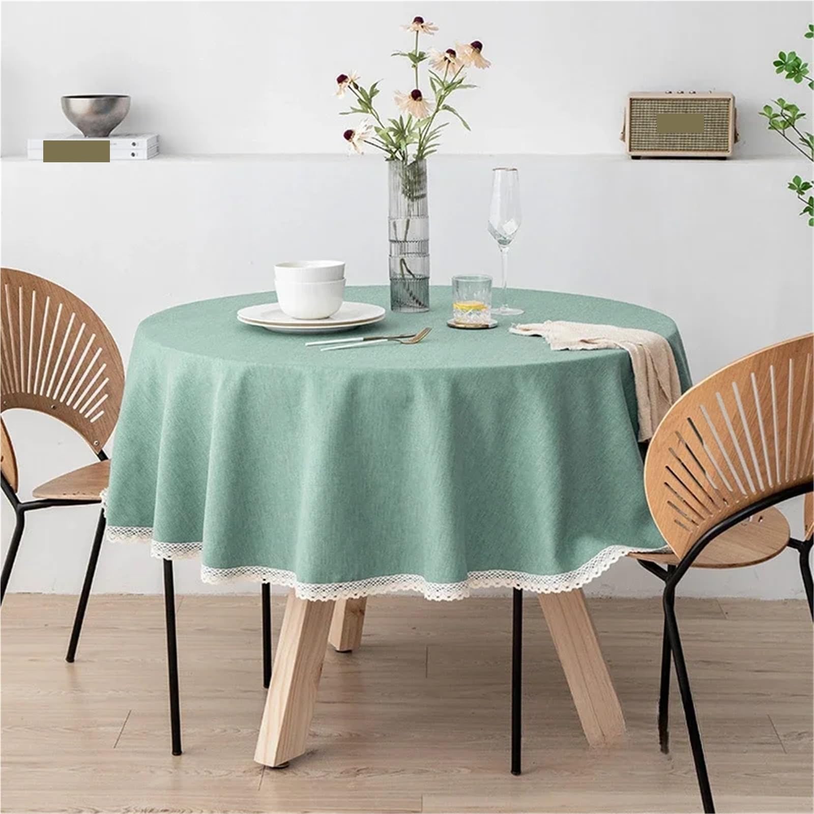 Mantel Redondo Grande para Mesas de Comedor | Manteles antiincrustantes impermeables for comedor, manteles for el hogar, Hotel, alojamiento en familia(Blue,Diameter 120cm)