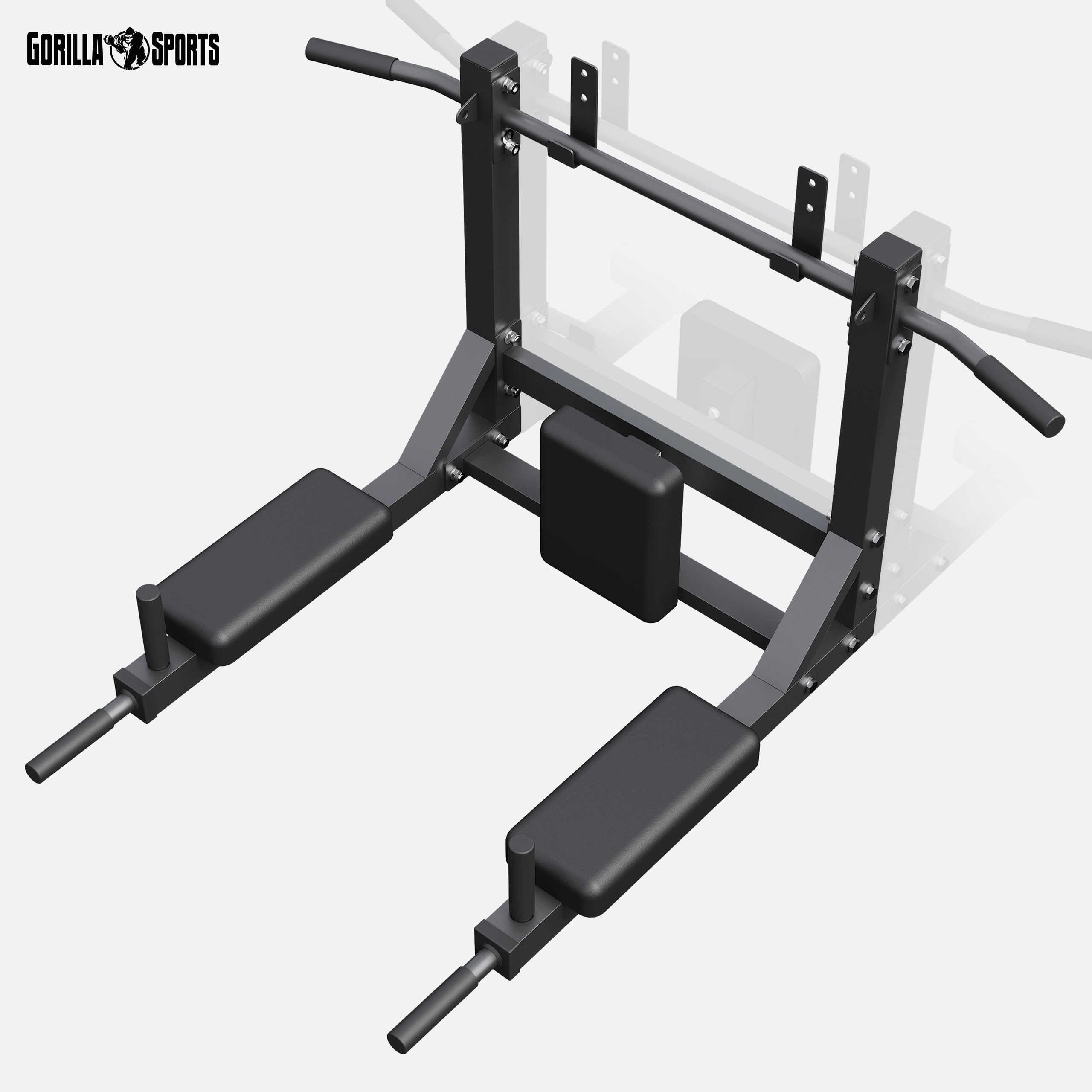 GORILLA SPORTS® Barra per Trazioni - 4in1, Multifunzione, Max 300 kg - Sbarra per Trazioni a Muro, Pull up Bar, Asta, Barra Fitness, Attrezzo per Trazioni in Casa, Muscle up Bar, Pullup, Palestra