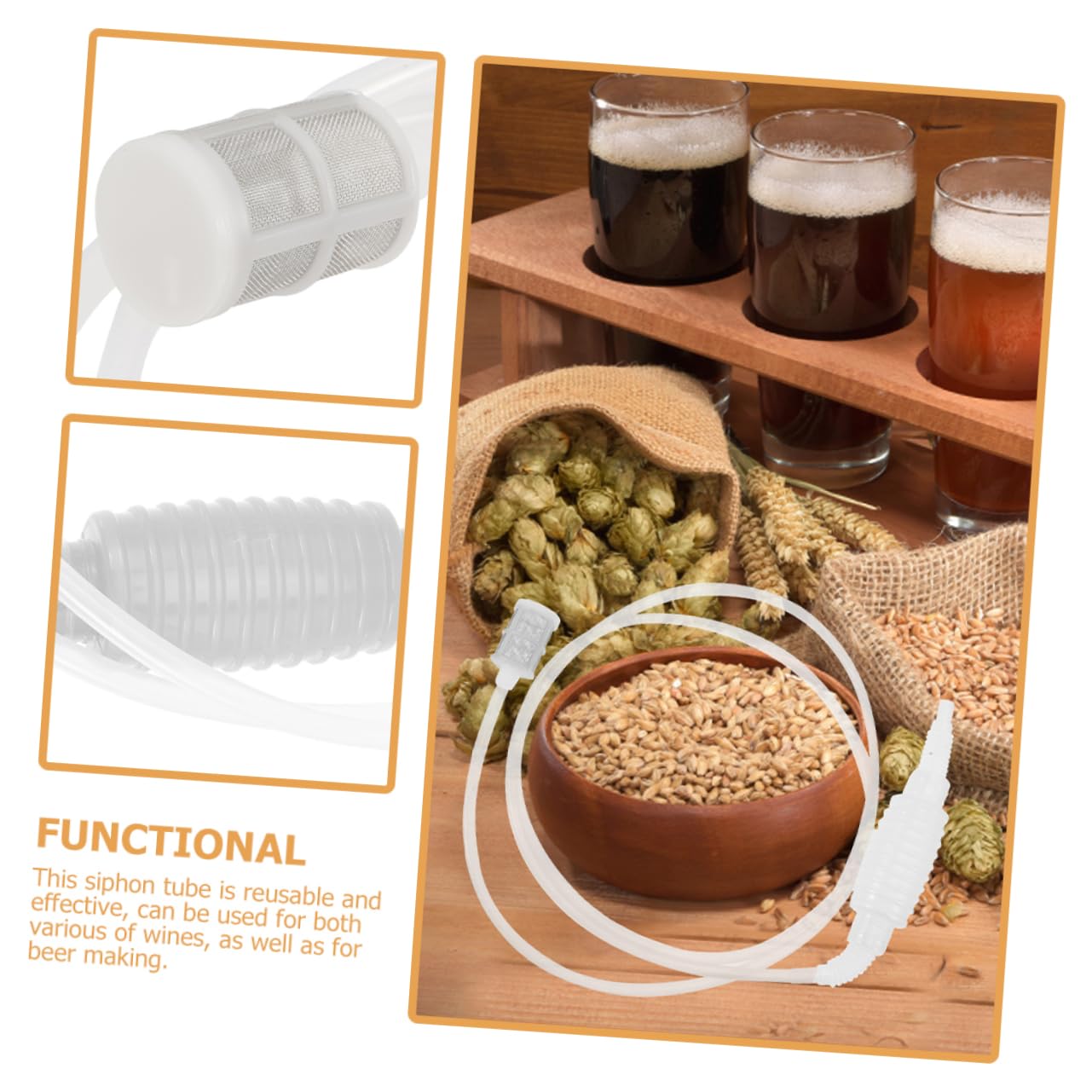 COLLBATH Flexible Wine Siphon Hose Beer and Wine Transfer Pump Home Brewing Kit