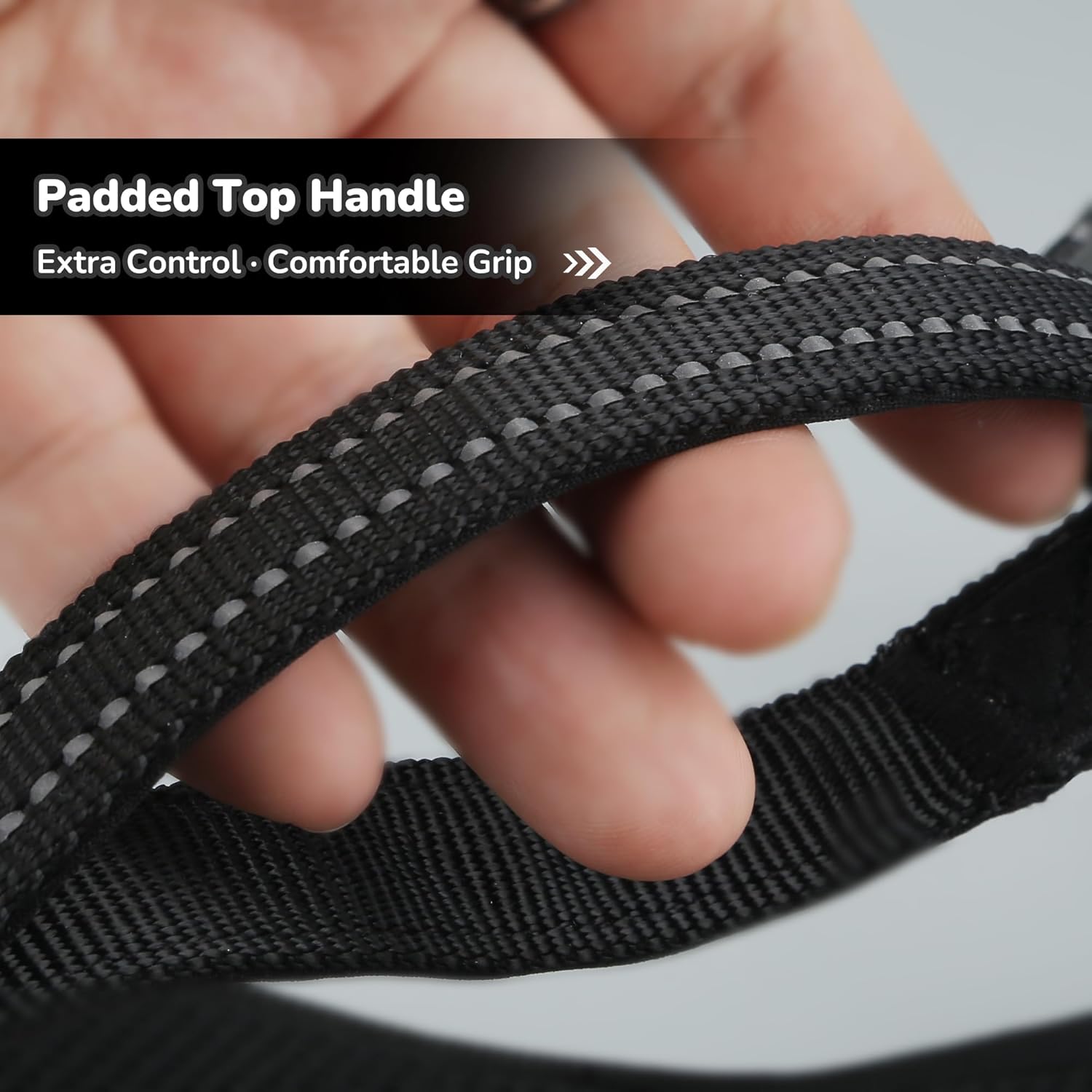 Dog Harness with Handle, No Pull Reflective Vest Harness for Medium Large Dogs, Adjustable Padded Chest Harness with Metal D-Ring (Black, S(Suitable 15-22LB))