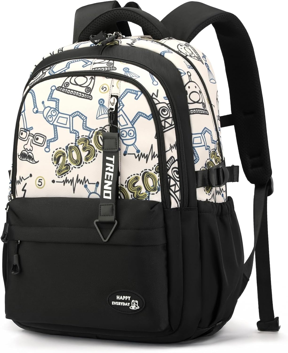 Amythe School Backpack Boys Large Teenager Backpack 31 L School Bag Boys Waterproof with Suitcase Strap for Students High School Fashionable Daypacks Black Laptop Backpack 15.6 Inches Black Model 1