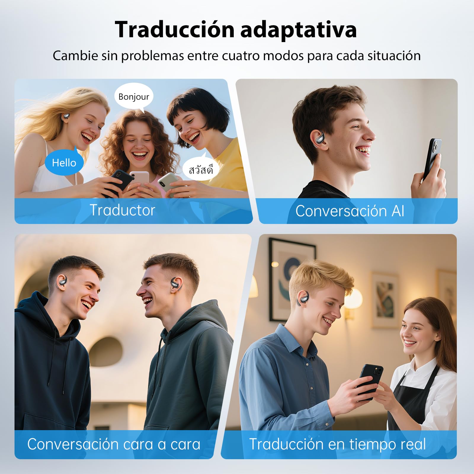 MINISO X33 AI Traducción Auriculares en Tiempo Real,135 Idioma Traductor Auriculares, Open Ear Wireless Bluetooth Traducción Auriculares con Sonido HiFi, Adecuado para Viajes