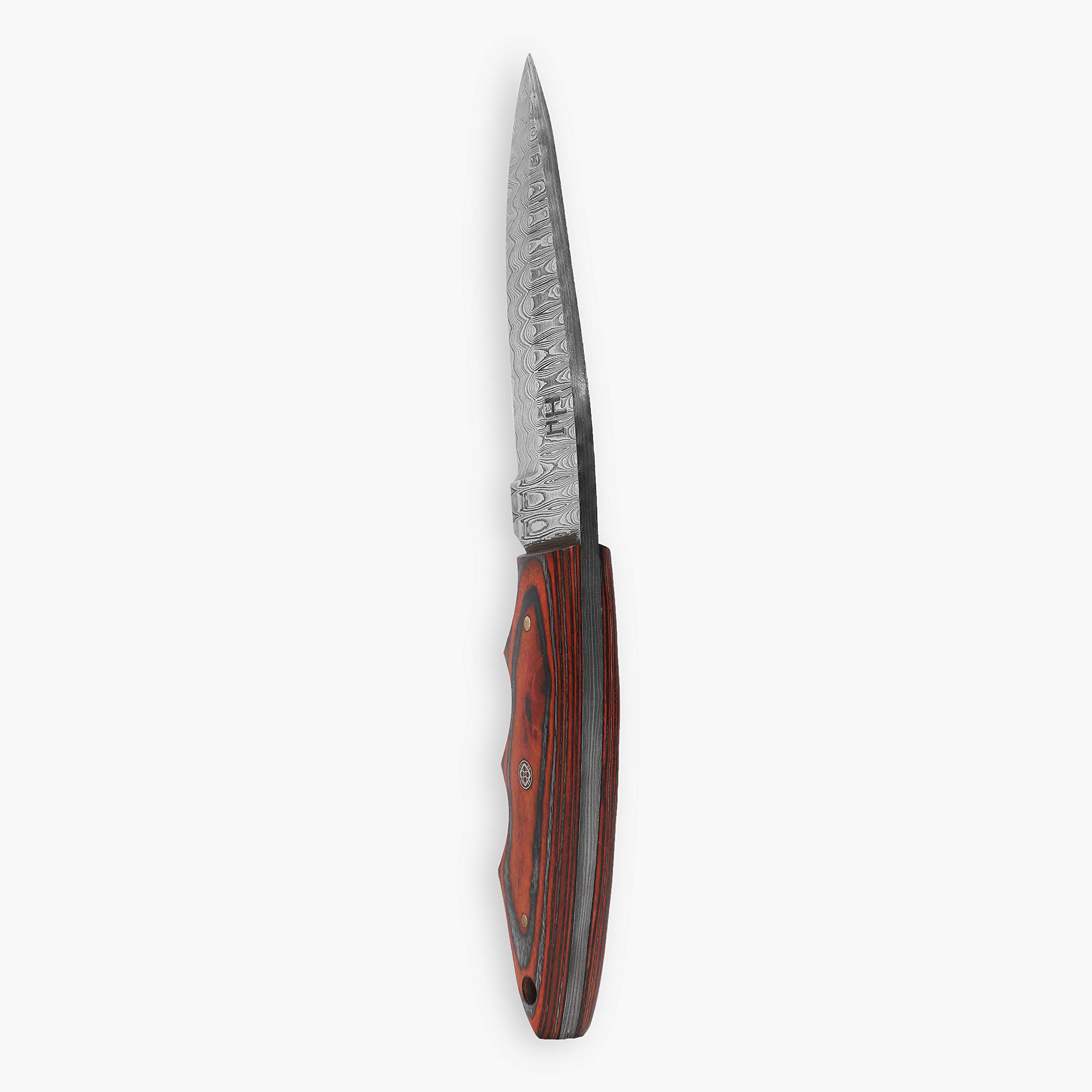 Hobby Hut HH-347, Damaststahl-Jagdmesser mit Scheide, Messer mit Fester Klinge