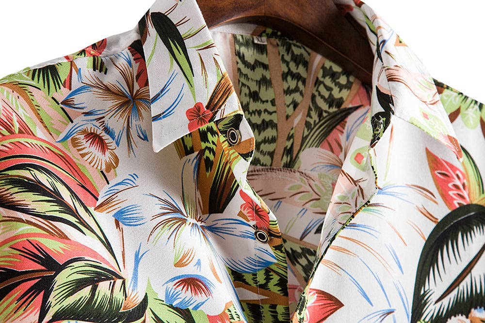 V.H.O. Funky Hawaiian Shirt Men Casual Front Pocket Button Down Very Loud Shorts