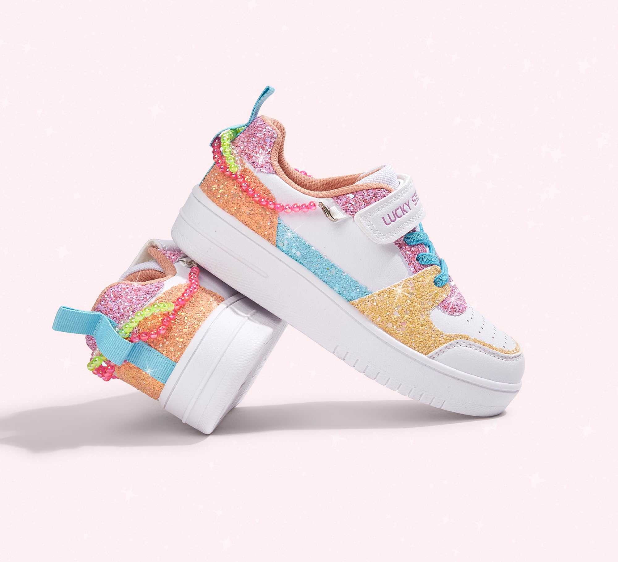 LUCKY STEP Chaussures de Sport Étincelantes avec Fermeture Auto-agrippante pour Filles
