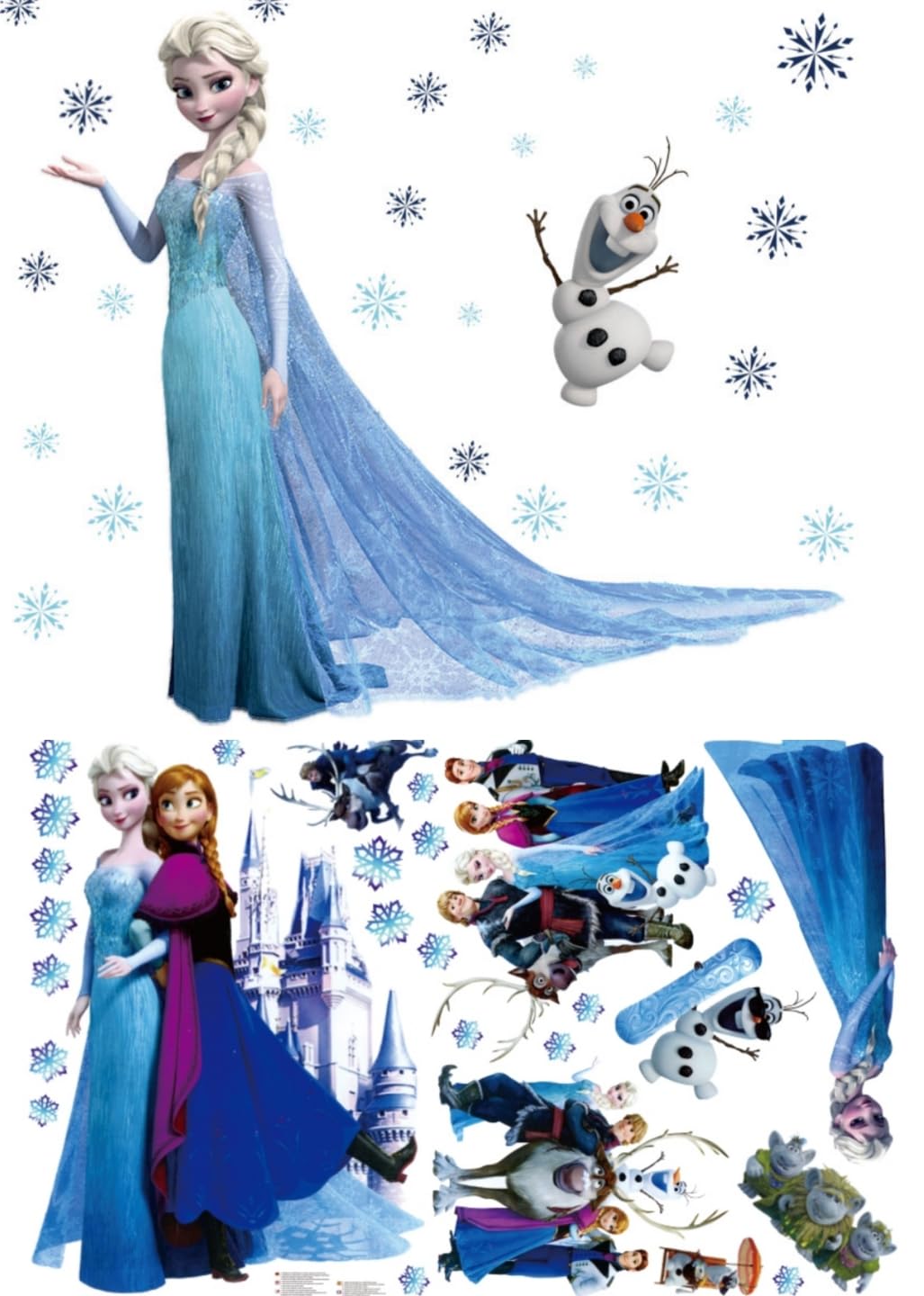 Kibi 2PCS Stickers Infantiles Frozen Adhesivos Pared Decorativos Pegatinas De Pared Frozen Para La Habitación Niños Decoración De Pared Dormitorio Bebe Pegatinas De Pared Extraíble
