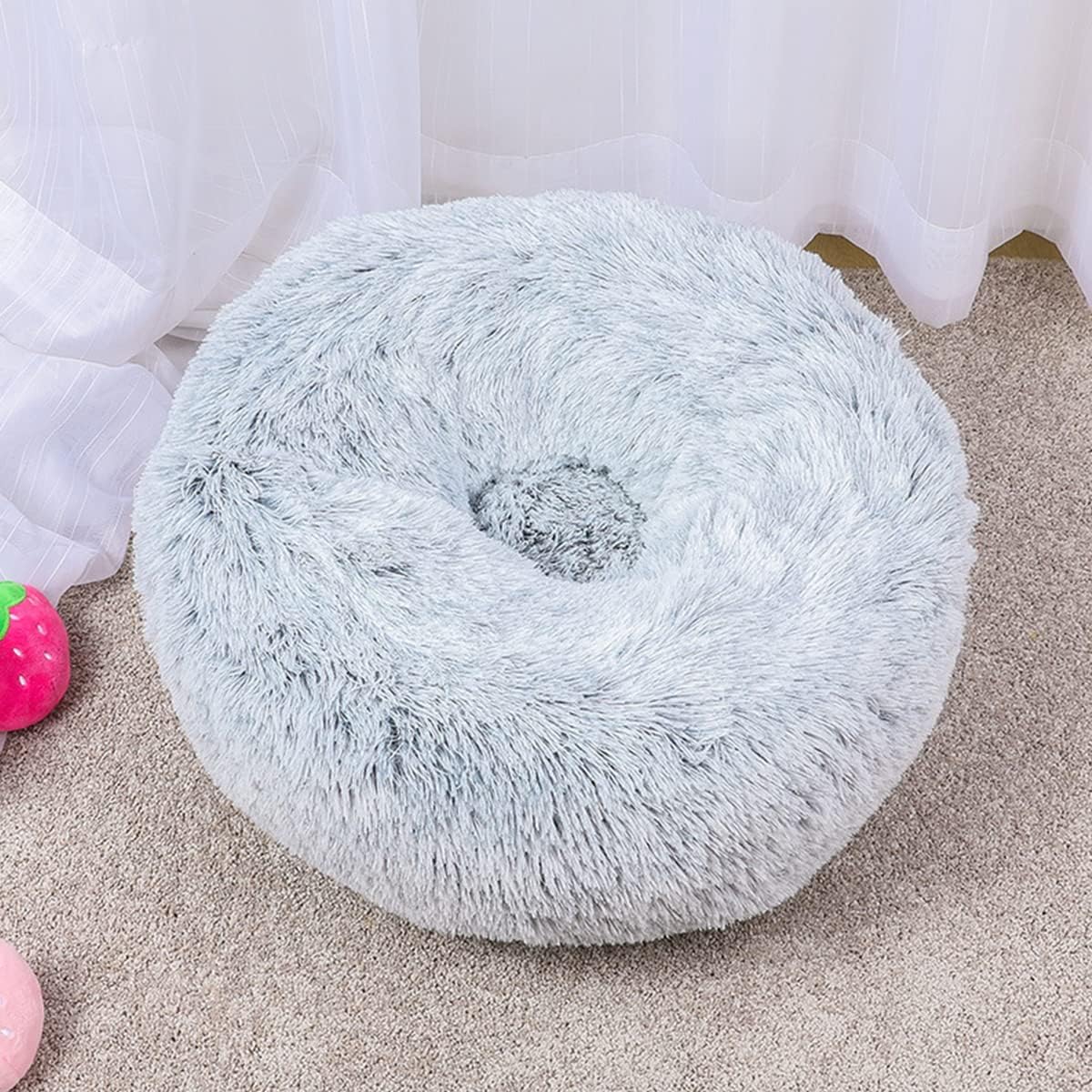 Dog Cat Bed, Donut Pet for Small Dogs, Fluffy Cozy Self-Warming Improved Sleep Pet Cushion Beds, Anti-Slip Machine Washable Light diameter24in (Colorful,Circle Diameter 20in/50cm)