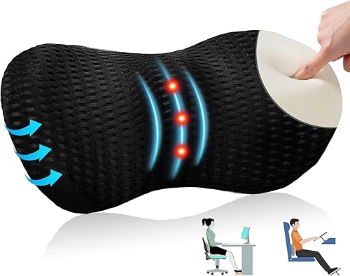 Almohada de apoyo lumbar para silla de oficina y asiento de automóvil, almohada de apoyo de espalda para aliviar el dolor de espalda baja, funda de