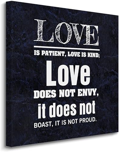 Miniatura 1 de COCOKEN Lienzo decorativo de pared de 20 x 20 pulgadas con cita inspiradora Love Is Patient, love Is Kind, obra de arte para cocina, baño,