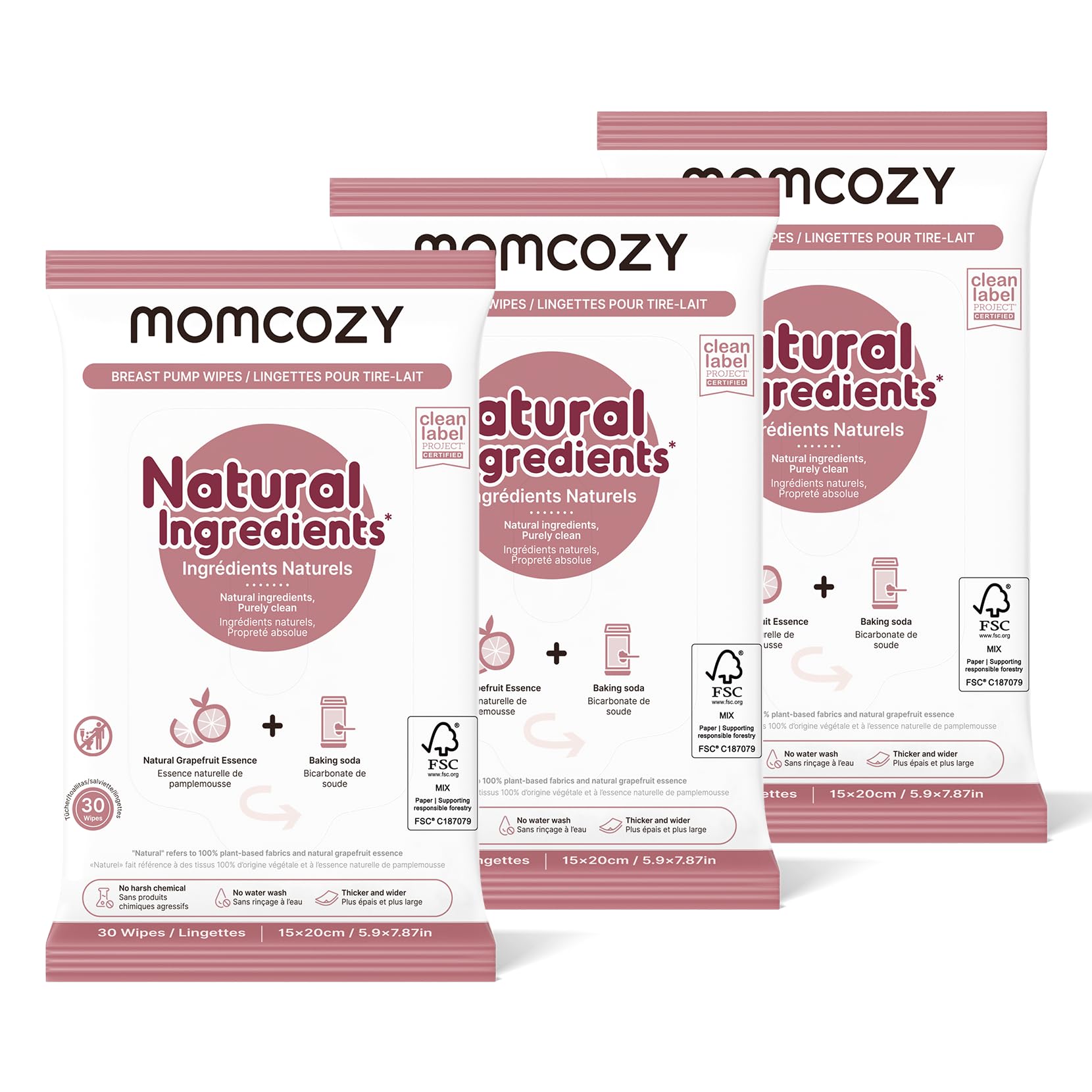 Momcozy Natürliche Milchpumpentücher zur Reinigung von Pumpenteilen, schnelle und bequeme Pumptücher für Reisen, 3 Stück