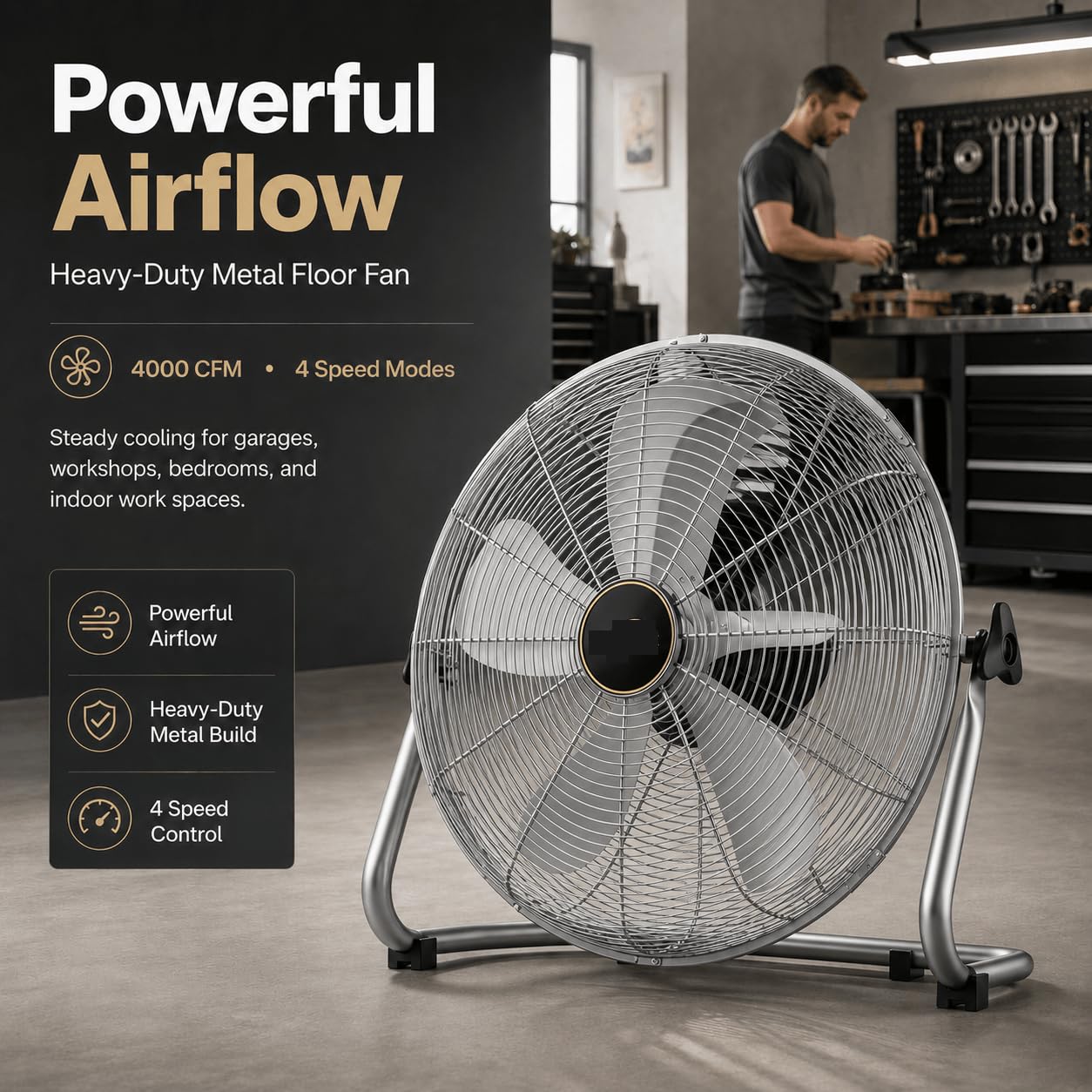 Ventilador industrial de metal, silencioso de alta velocidad de 4000 CFM