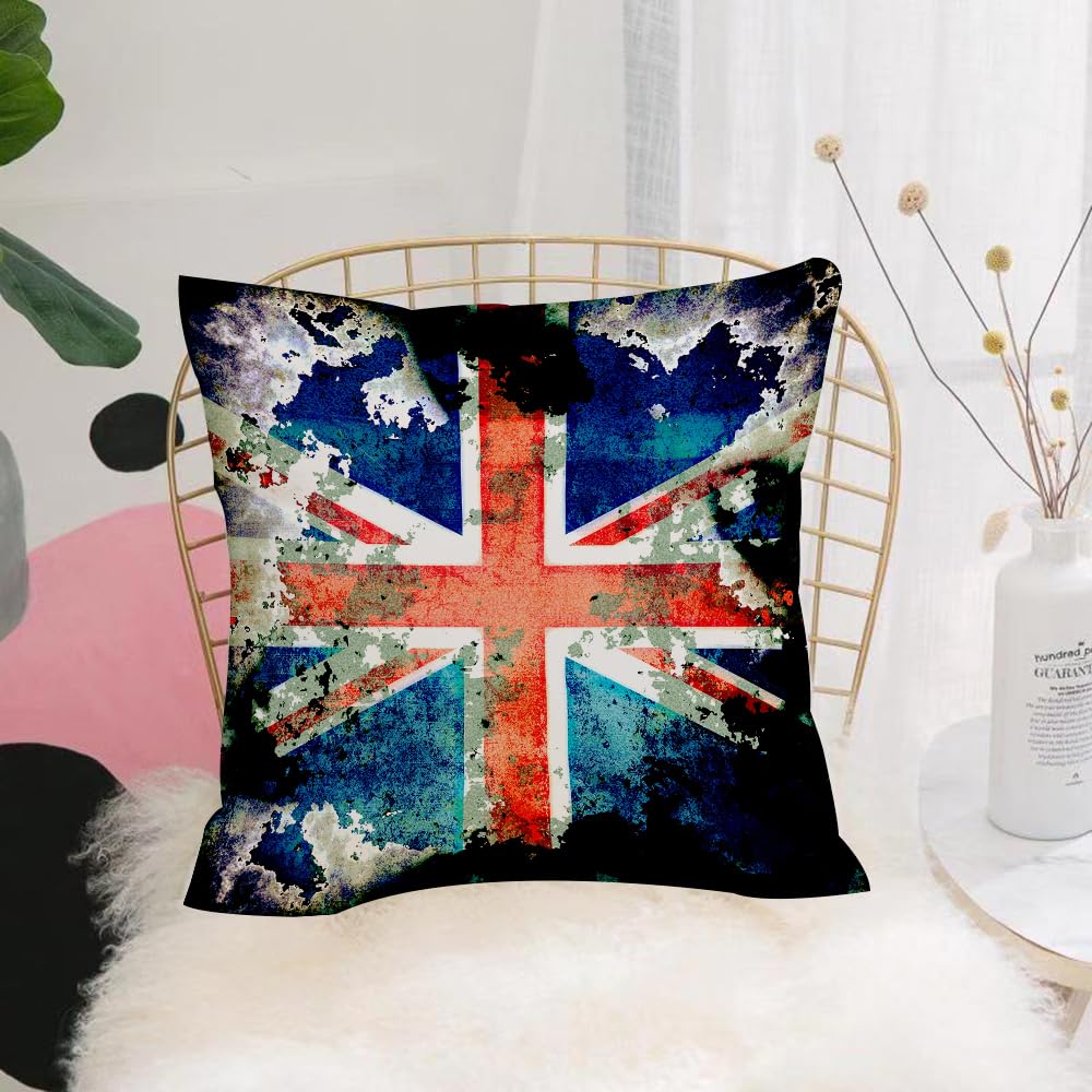 HYOSXW Cushion Cover,Throw Pillow Case Home Decorative for Living Room Bedroom Sofa Chair 16X16 Inch,Old Shaky Grunge Distressed Union Jack Flag of Great in British Country,Pillowcase 40X40cm