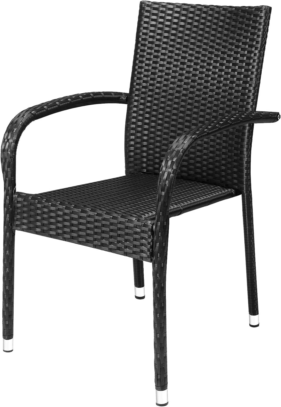 CASARIA® Set of 4 Garden Chairs | Weather Resistant Poly Rattan | Lightweight Stackable | 160 kg Load Capacity | Outdoor Furniture | Balcony Patio Terrace Stacking Chair Armchair Black