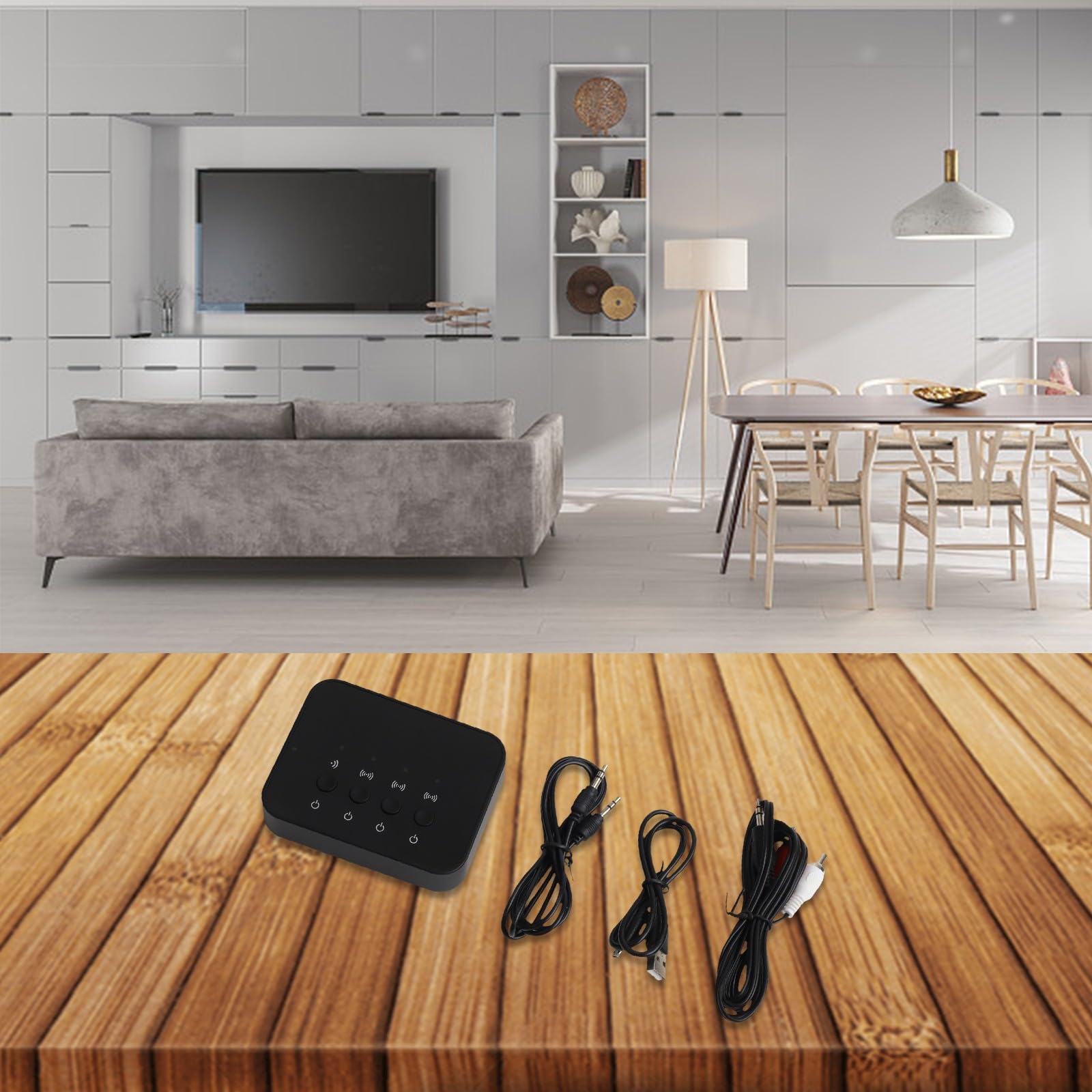 Transmisor de audio de 3 vías y divisor de receptor para TV, portátil