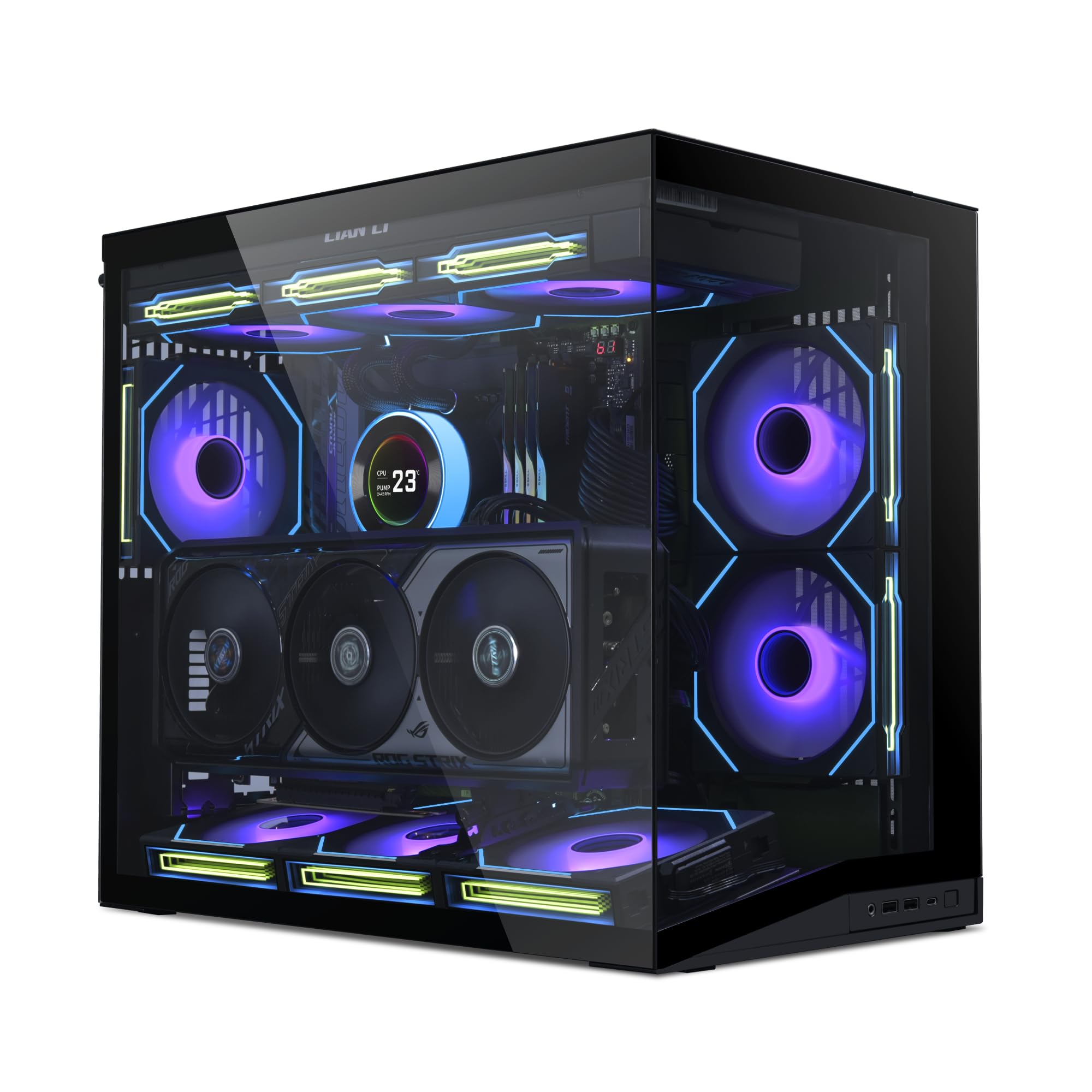 Lian Li O11 Dynamic Mini V2 PC Case, Black, Compact ATX Midi Tower with Two-Chamber Design, Tempered Glass and Modular Design