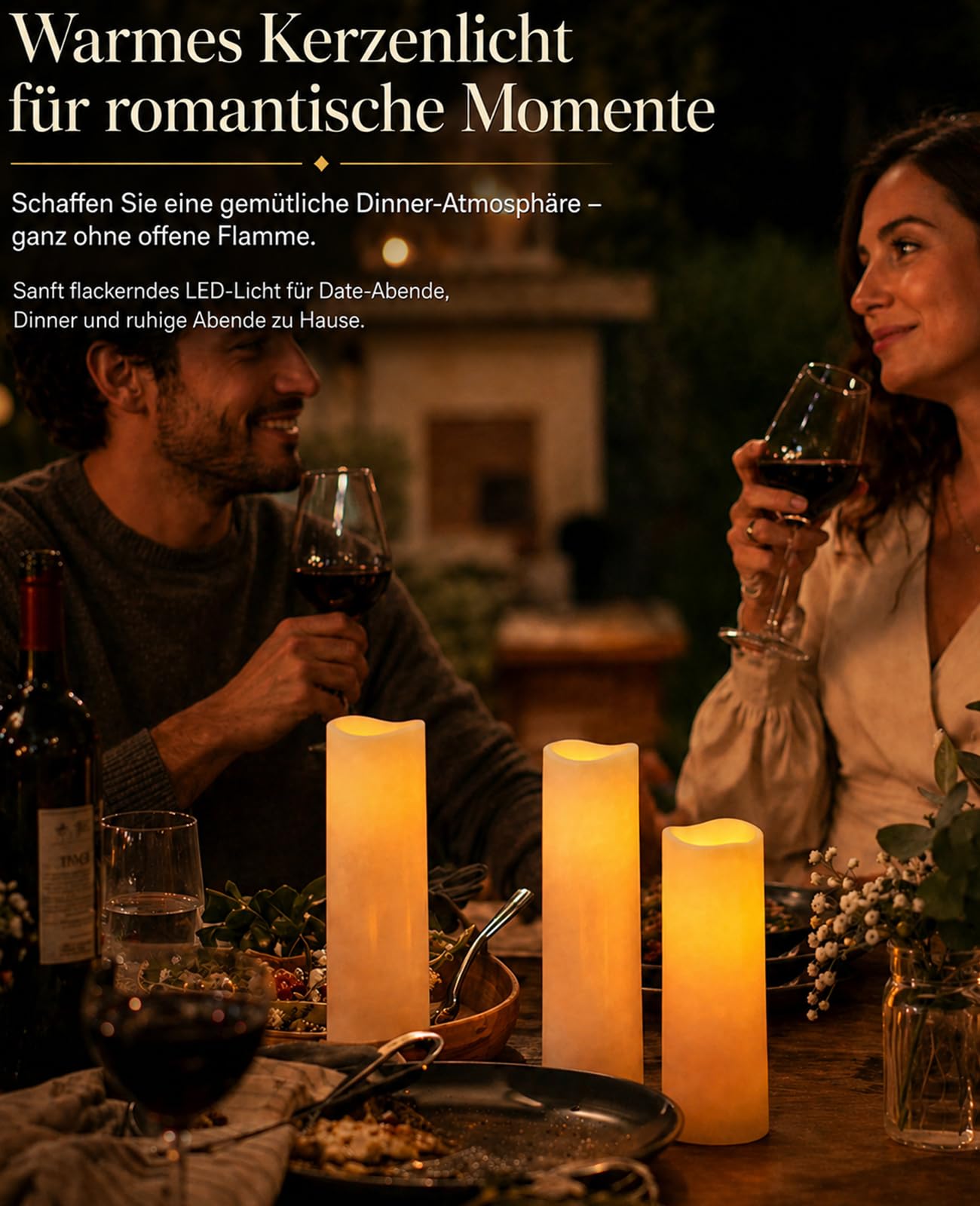 LED Outdoor Kerzen 12 Stück mit Fernbedienung, Wasserdichte Batteriekerzen IP55 mit Timer & Flackerndem Warmweiß Licht, Flammenlose Kerzen für Garten, Balkon, Laterne, Hochzeit & Weihnachten